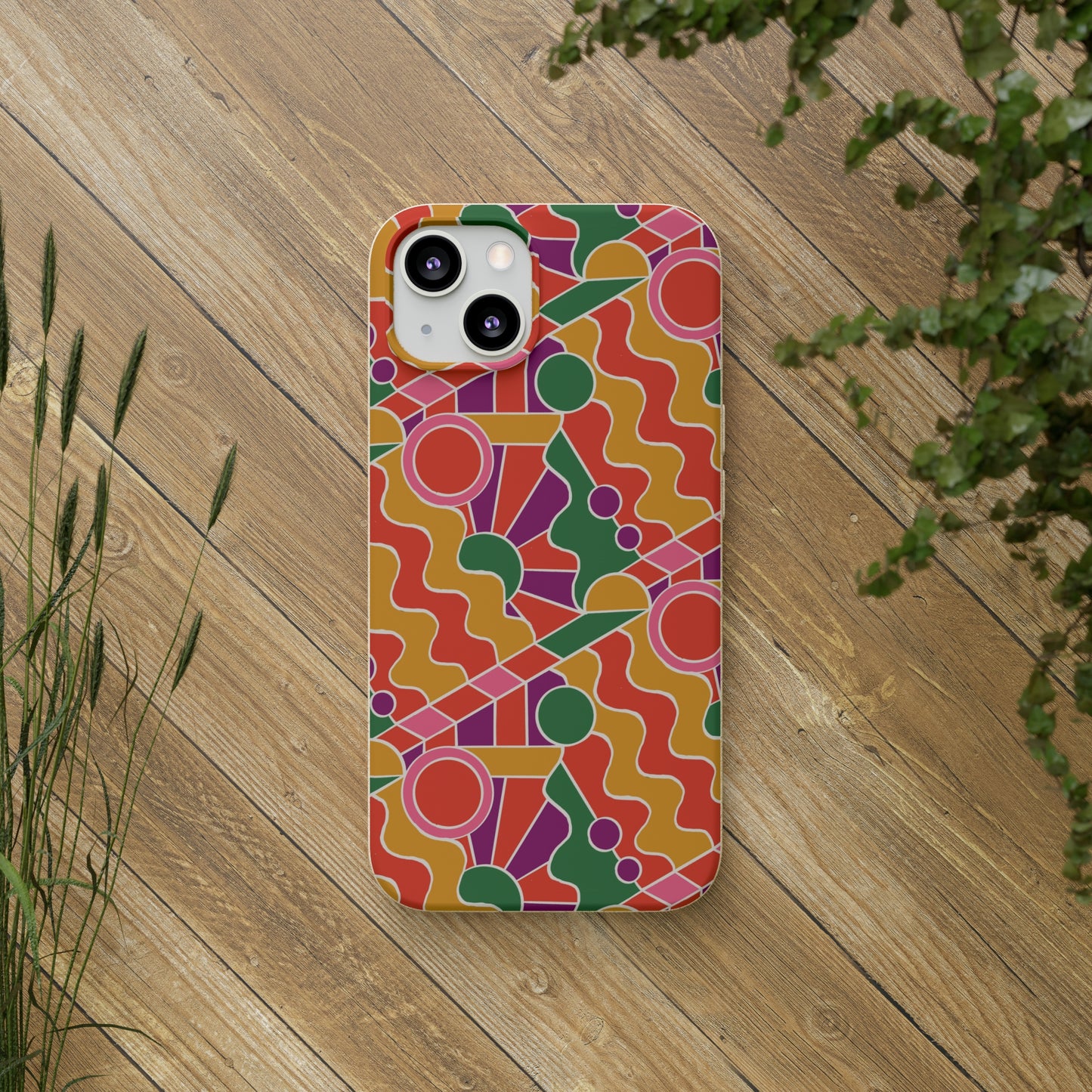 Day Trippin' Biodegradable Phone Case, purple, red, yellow and green