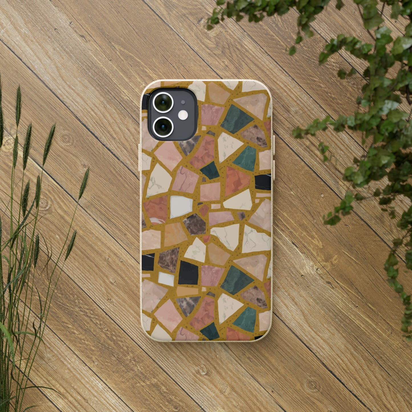 Dolce Terrazzo Biodegradable Phone Case, mustard yellow