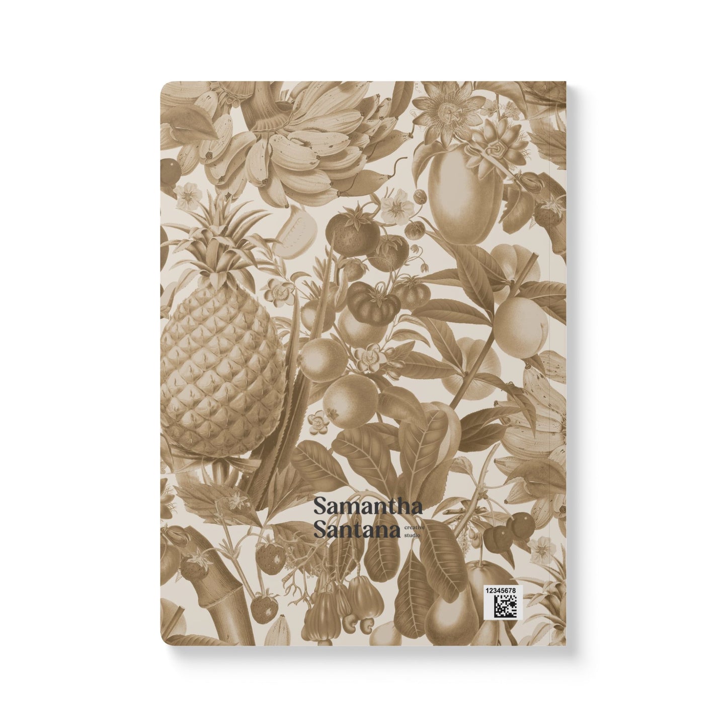 Juicy Fruit Softcover Personalized Journal, off-white and tan (add your name)