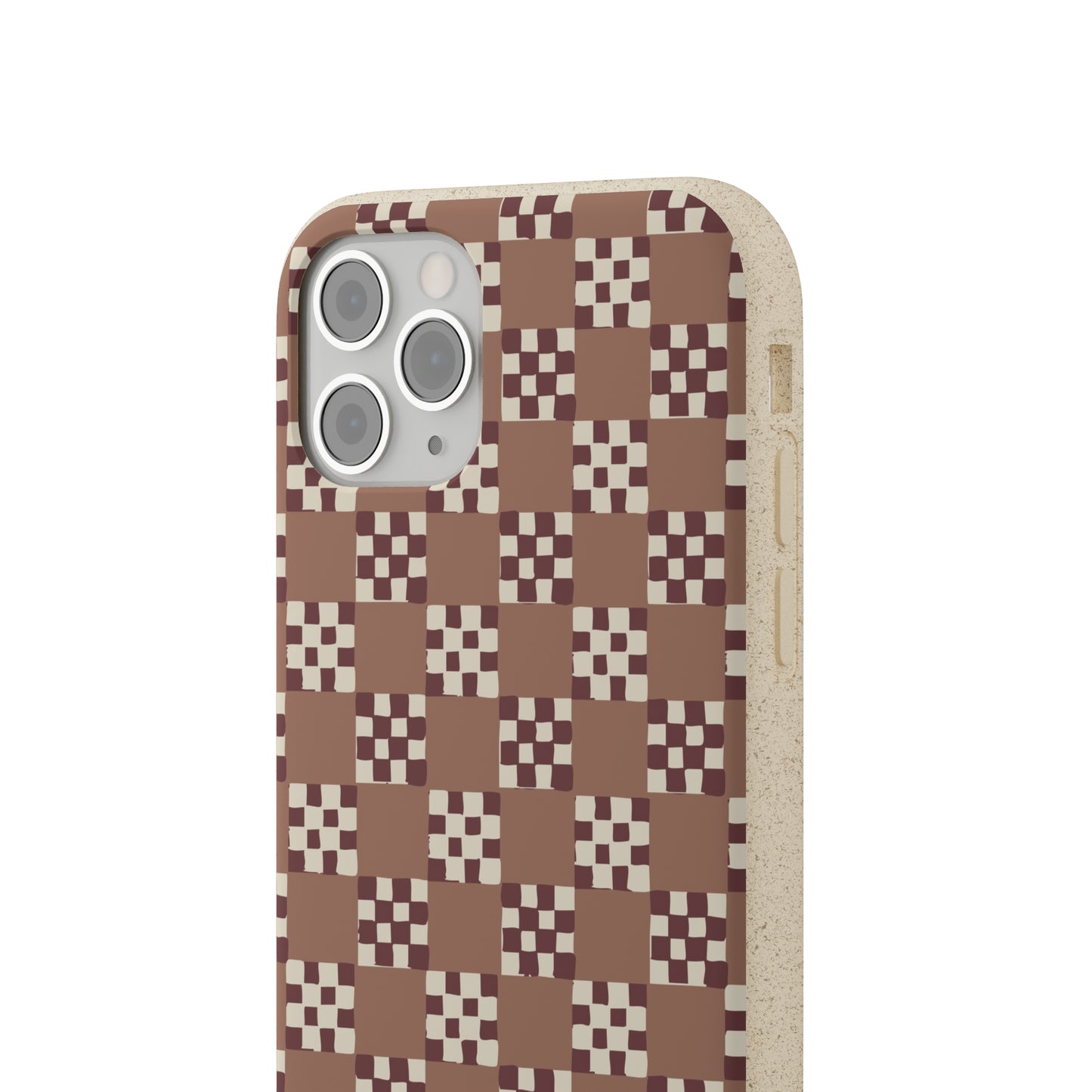 Checkered Quilt Biodegradable Phone Case, mocha mousse