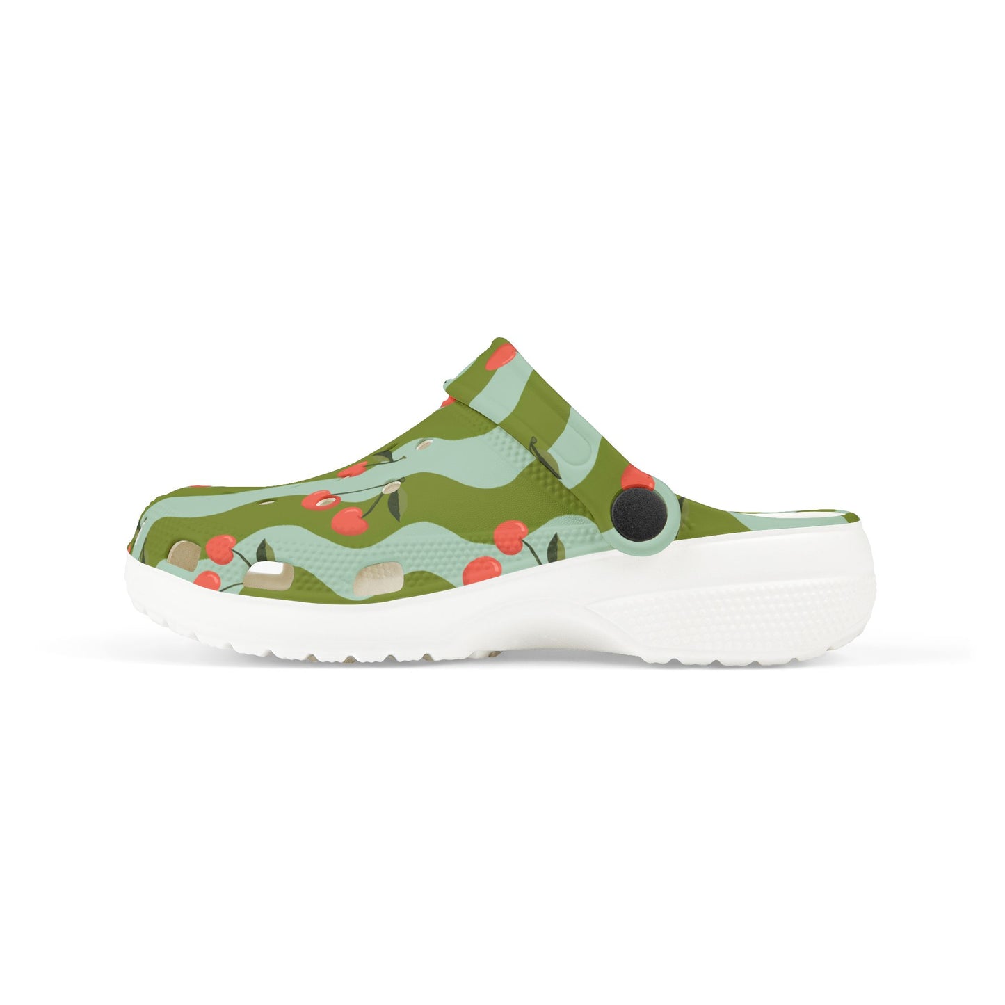 Wavy Cherry Kid's EVA Foam Clogs — Teal & Green Patterned Slip-Ons