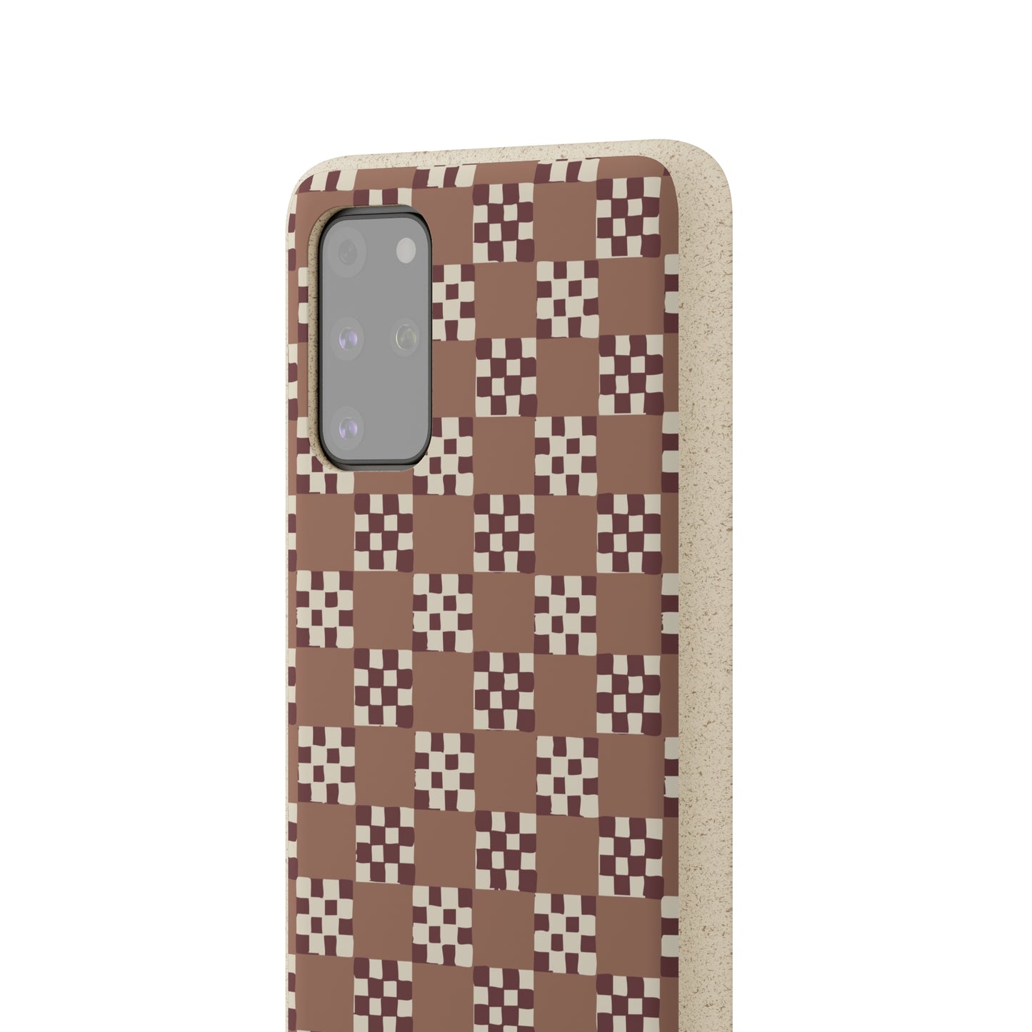 Checkered Quilt Biodegradable Phone Case, mocha mousse