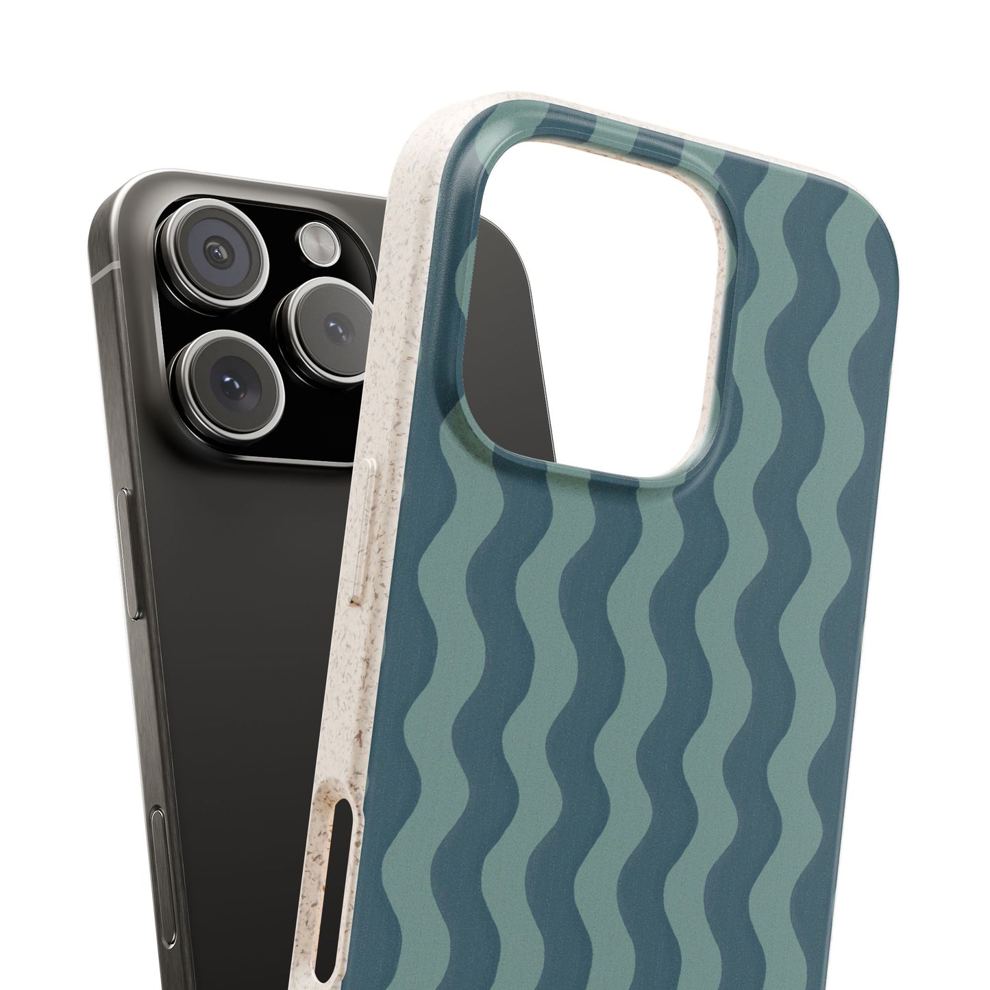 Ziggy Stripe Phone Case - blue and light teal - Eco-Friendly, Biodegradable