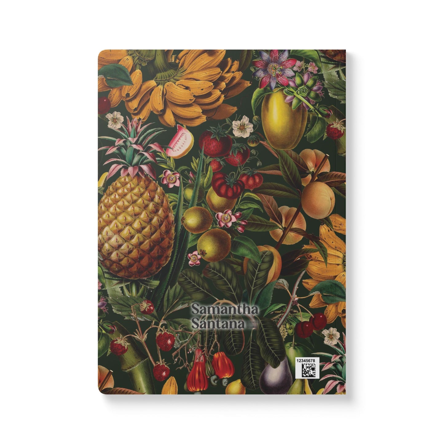 Juicy Fruit Softcover Personalized Journal, dark green and multicolor (add your name)