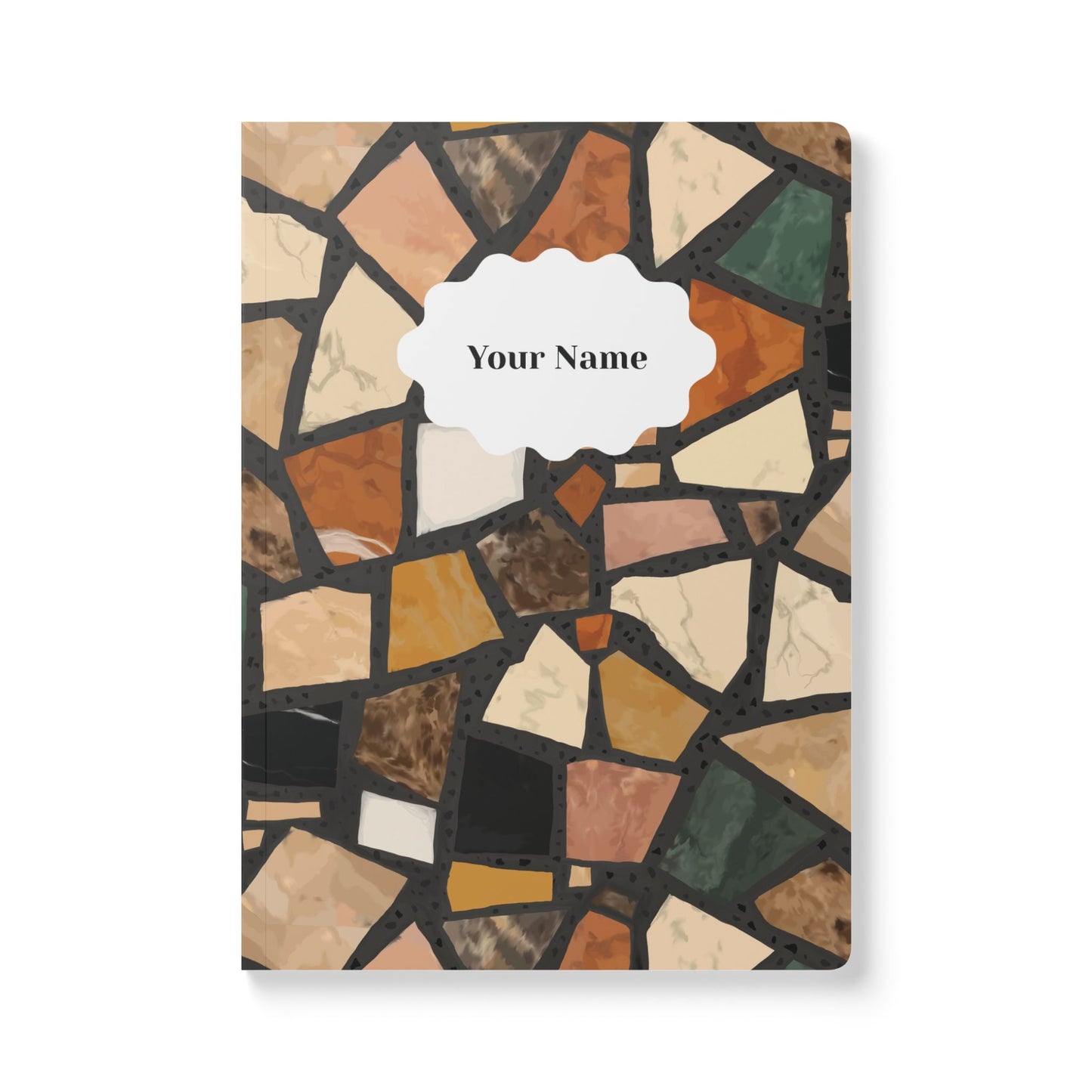 Dolce Terrazzo Softcover Personalized Journal, black and multicolor (add your name)