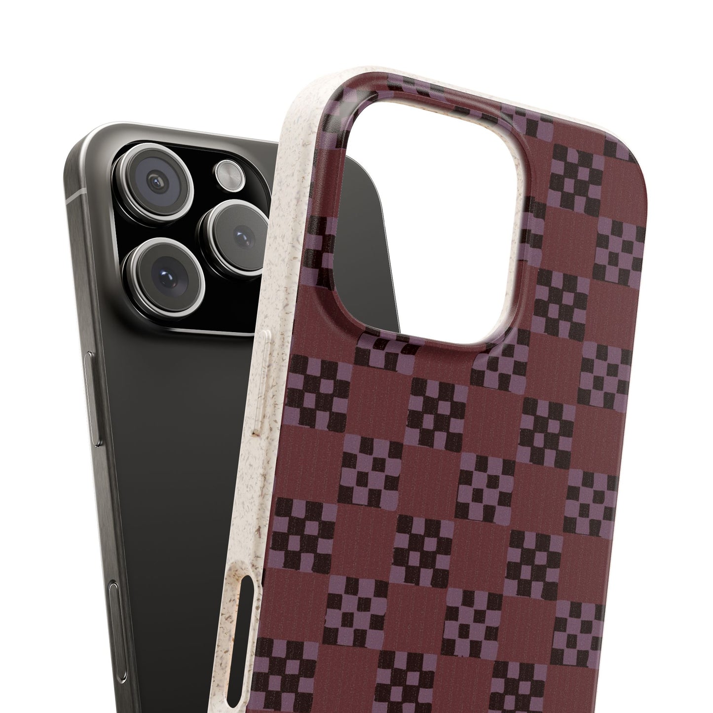 Checkered Quilt Phone Case - eggplant - Eco-Friendly, Biodegradable
