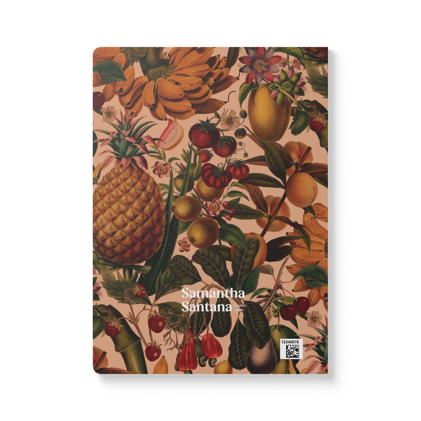 Juicy Fruit Softcover Personalized Journal, peach and multicolor (add your name)