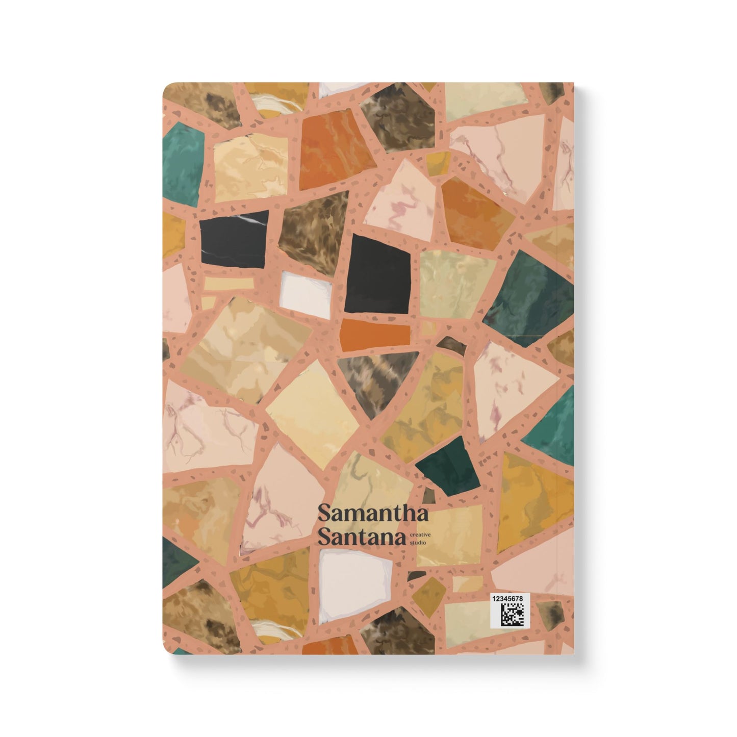 Dolce Terrazzo Softcover Personalized Journal, Peach and multicolor (add your name)