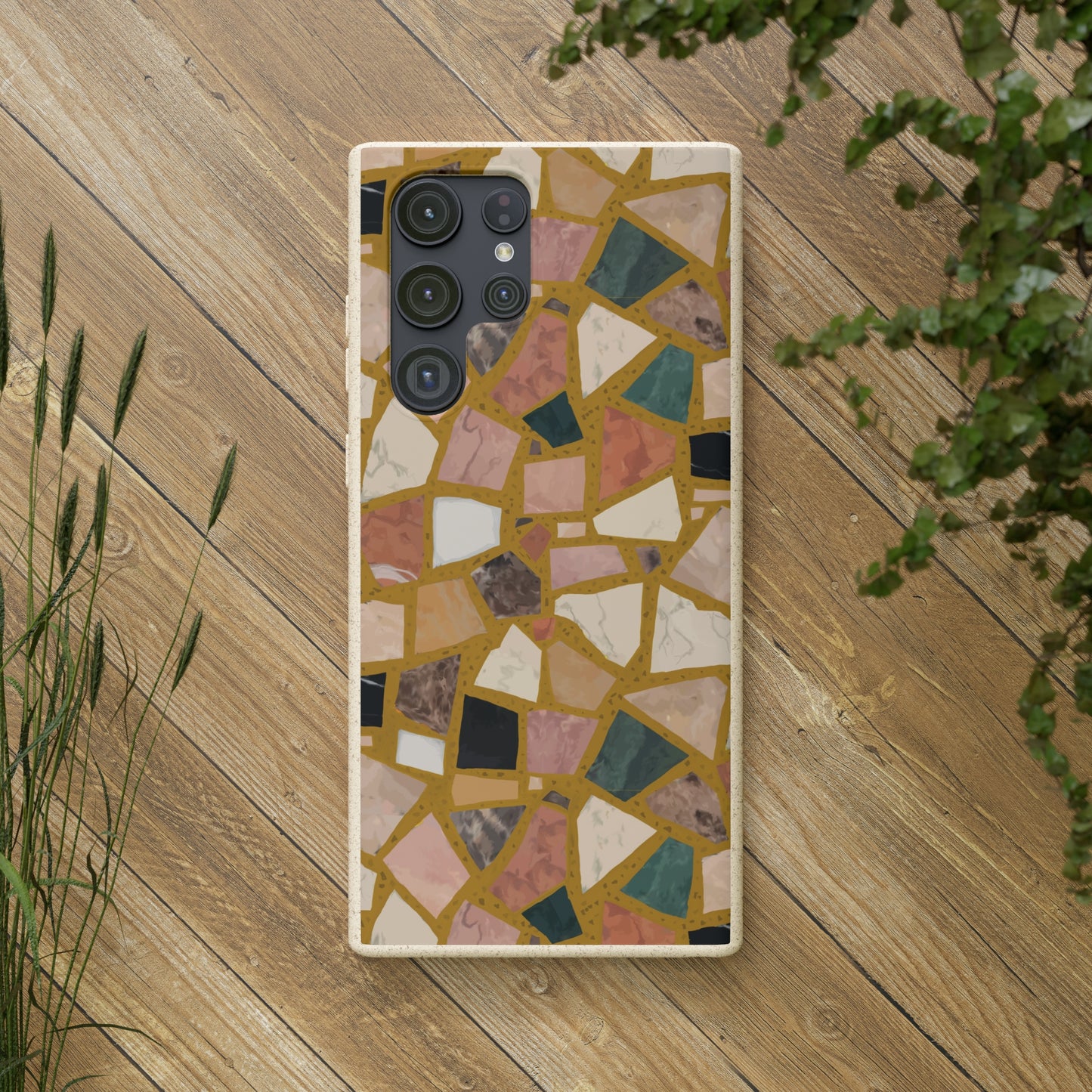 Dolce Terrazzo Biodegradable Phone Case, mustard yellow