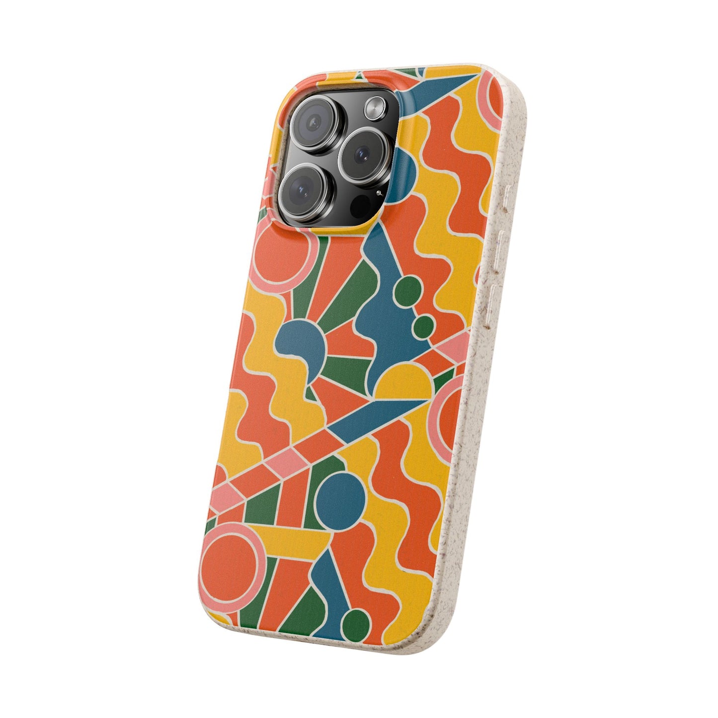 Day Trippin' Phone Case - yellow, orange, pink and green - Eco-Friendly, Biodegradable