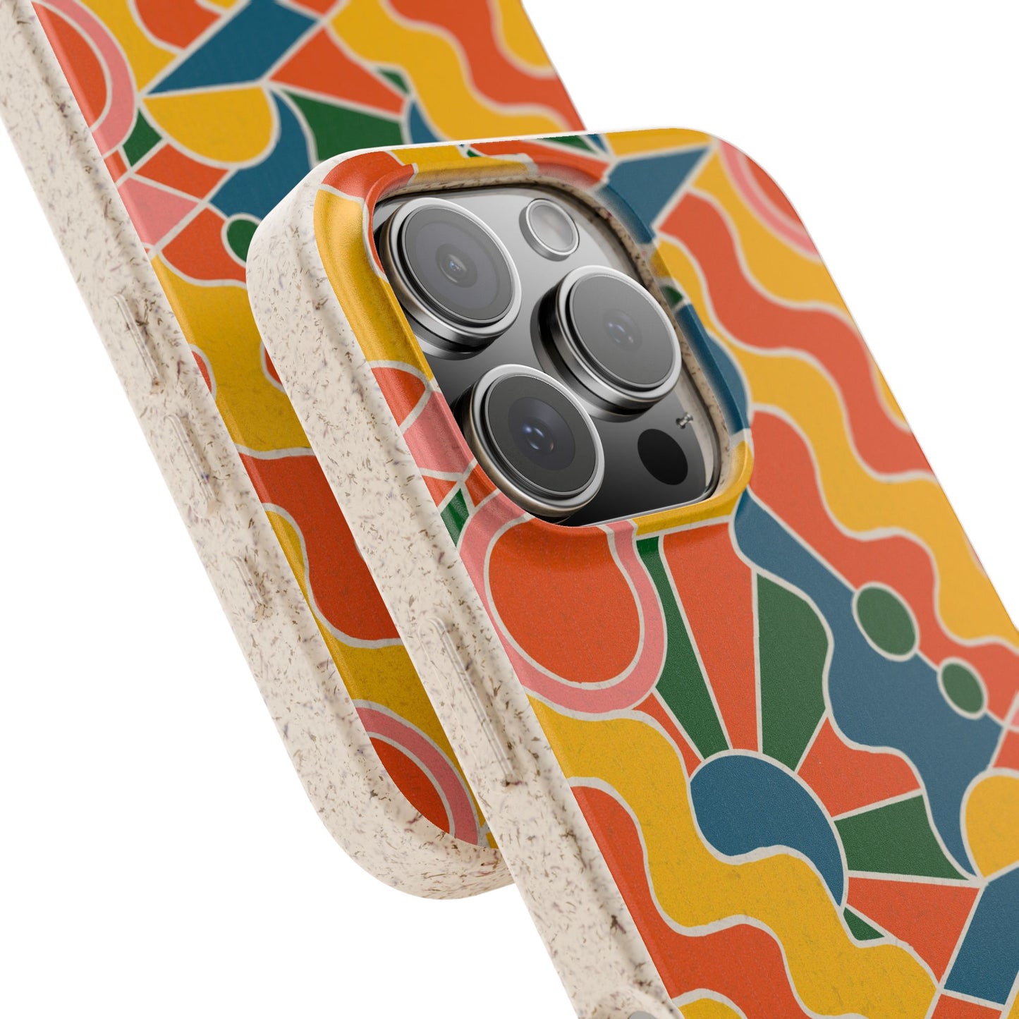 Day Trippin' Phone Case - yellow, orange, pink and green - Eco-Friendly, Biodegradable