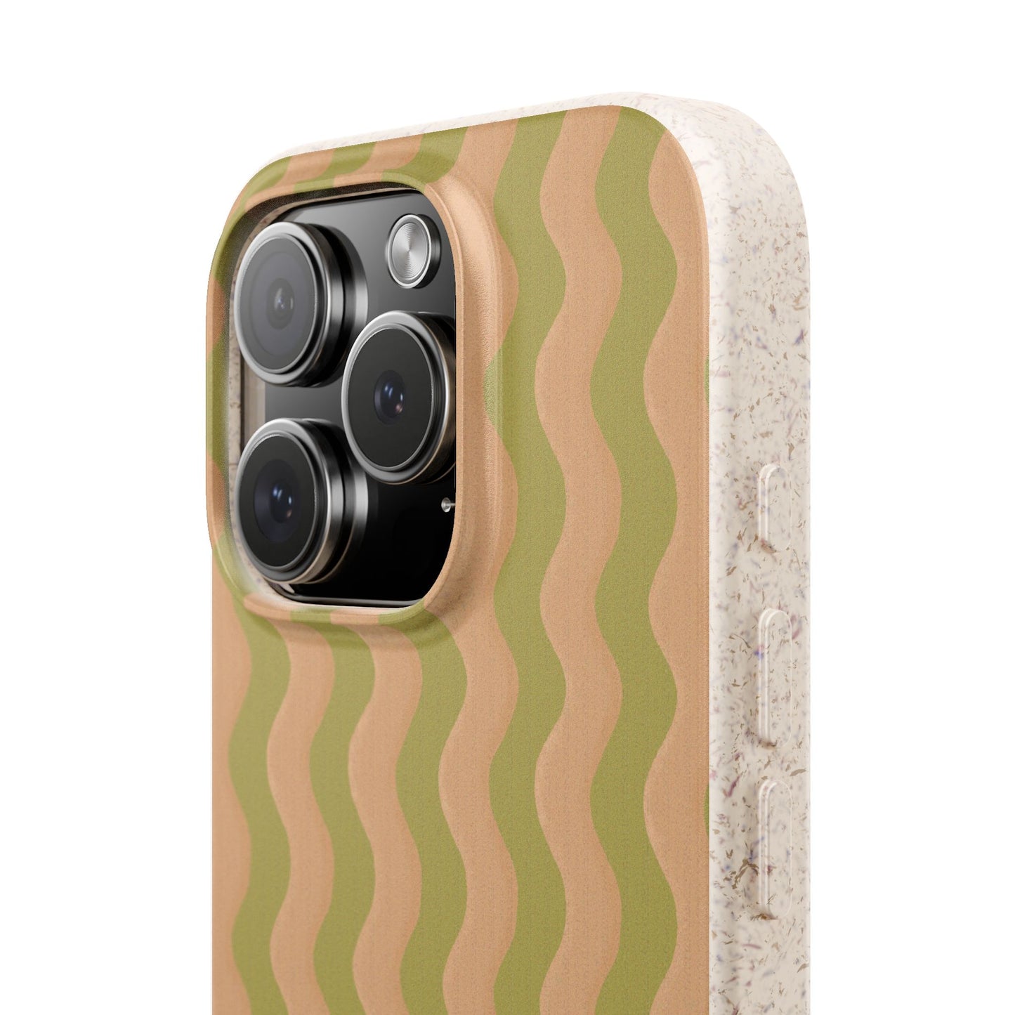 Ziggy Stripe Phone Case - chartreuse and peach - Eco-Friendly, Biodegradable