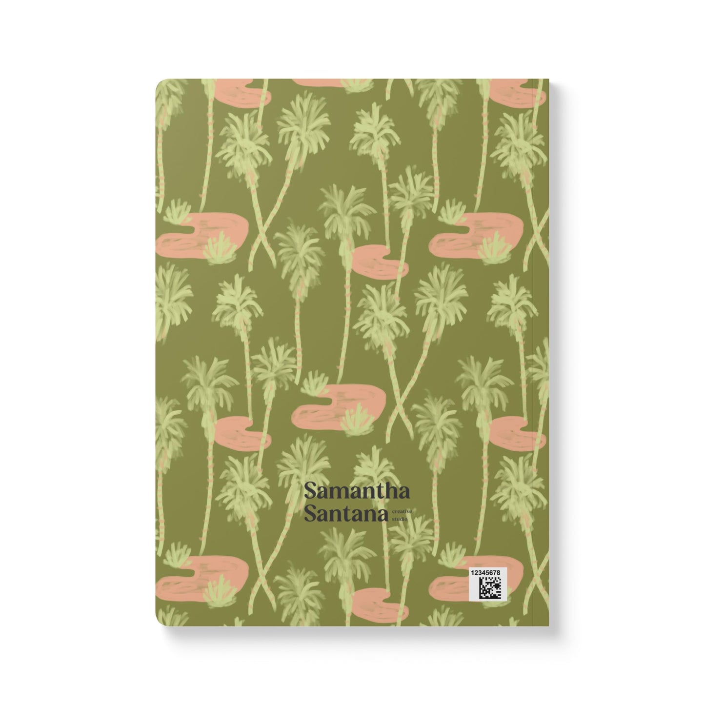 Palm Oasis Softcover Personalized Journal, olive green