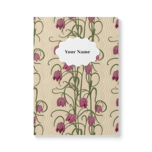 Campanas Softcover Personalized Journal, tan & purple (add your name)