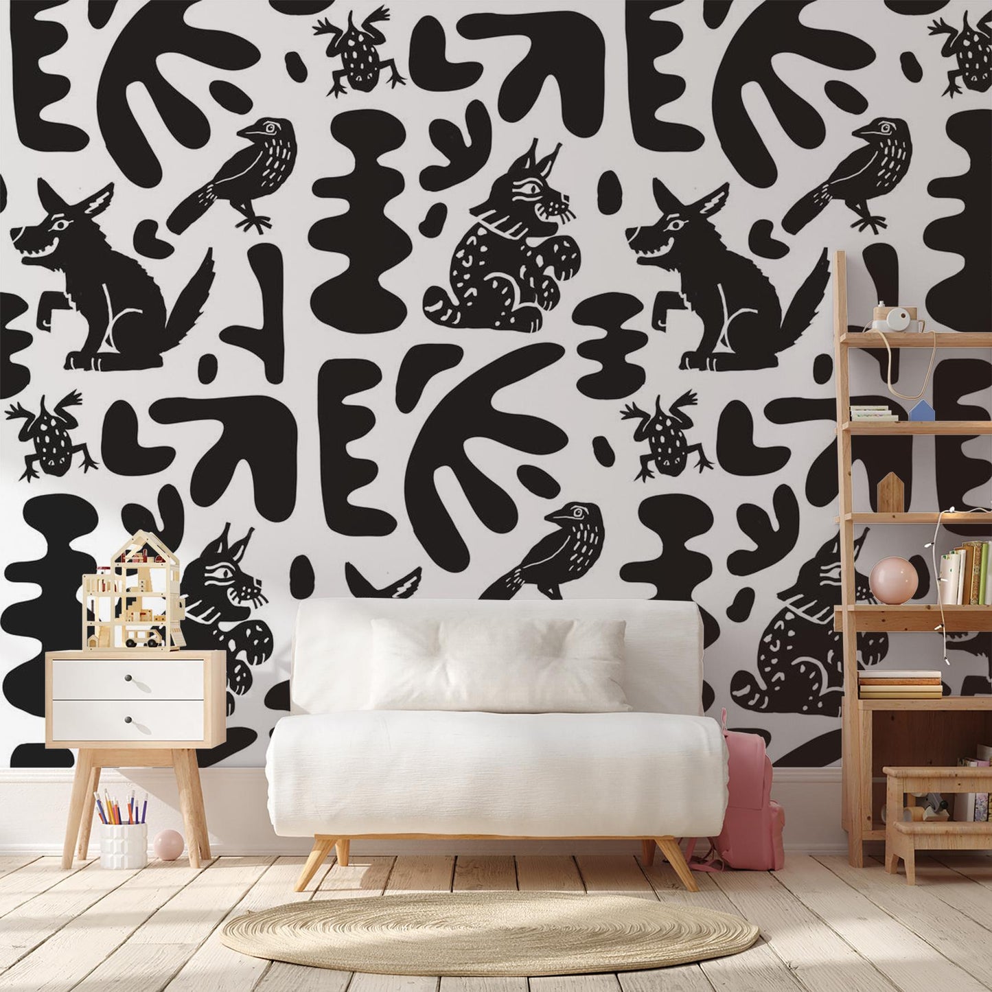 Abstract Animales Wallpaper, white & black