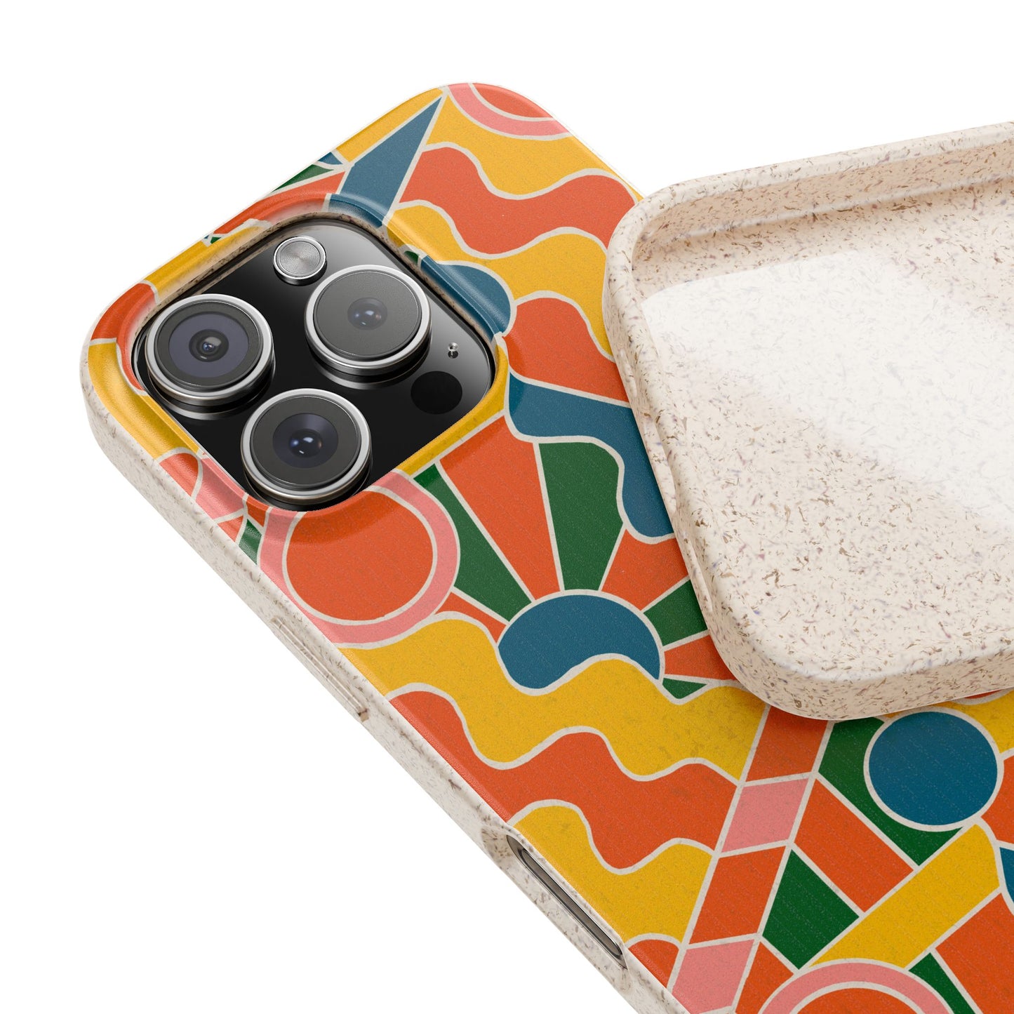 Day Trippin' Phone Case - yellow, orange, pink and green - Eco-Friendly, Biodegradable