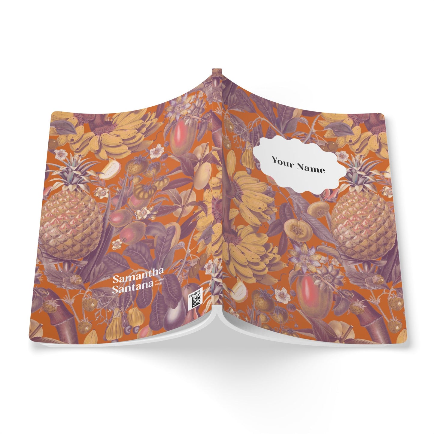 Juicy Fruit Softcover Personalized Journal, orange and purple (add your name)