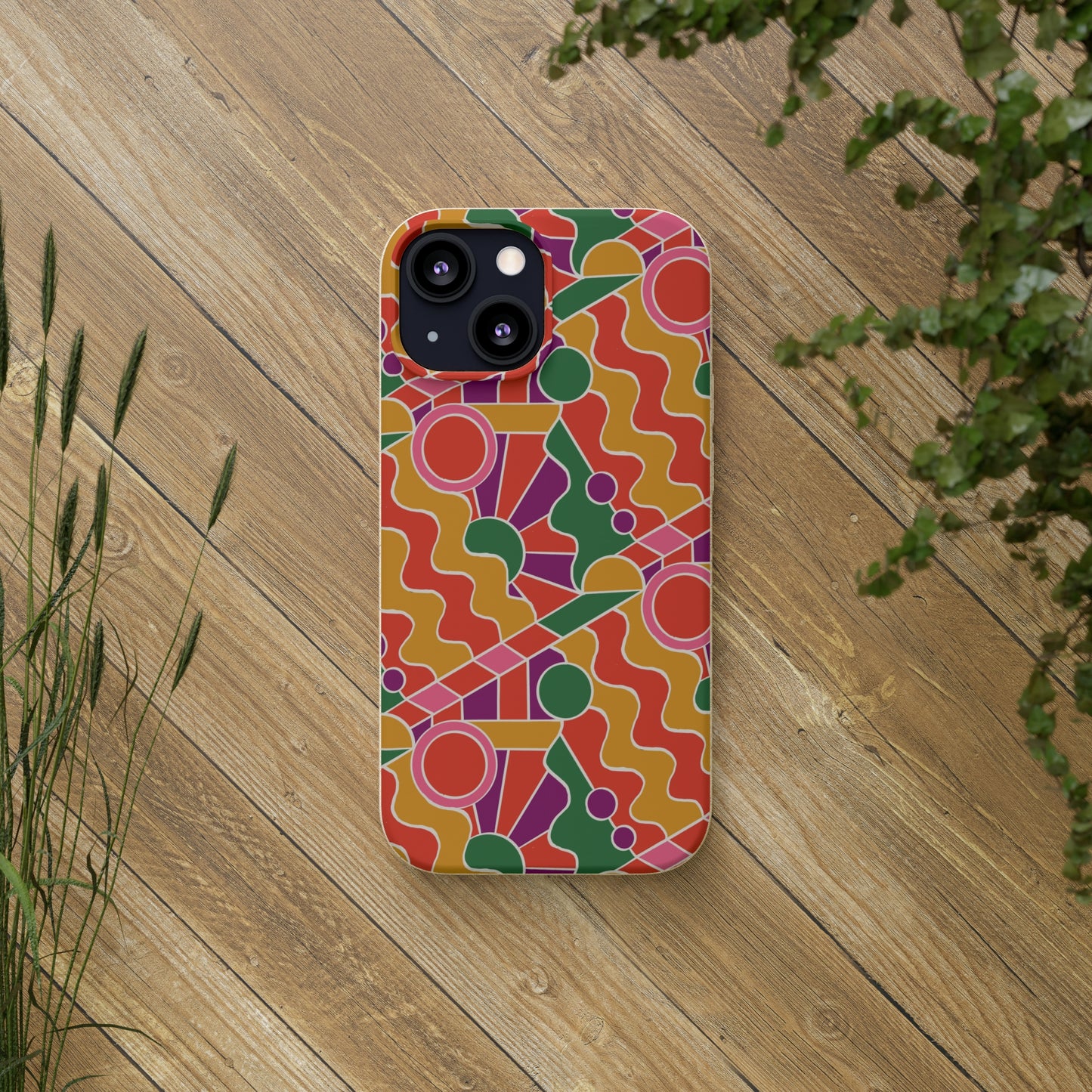 Day Trippin' Biodegradable Phone Case, purple, red, yellow and green