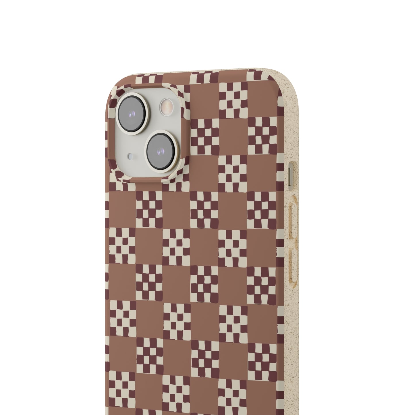 Checkered Quilt Biodegradable Phone Case, mocha mousse