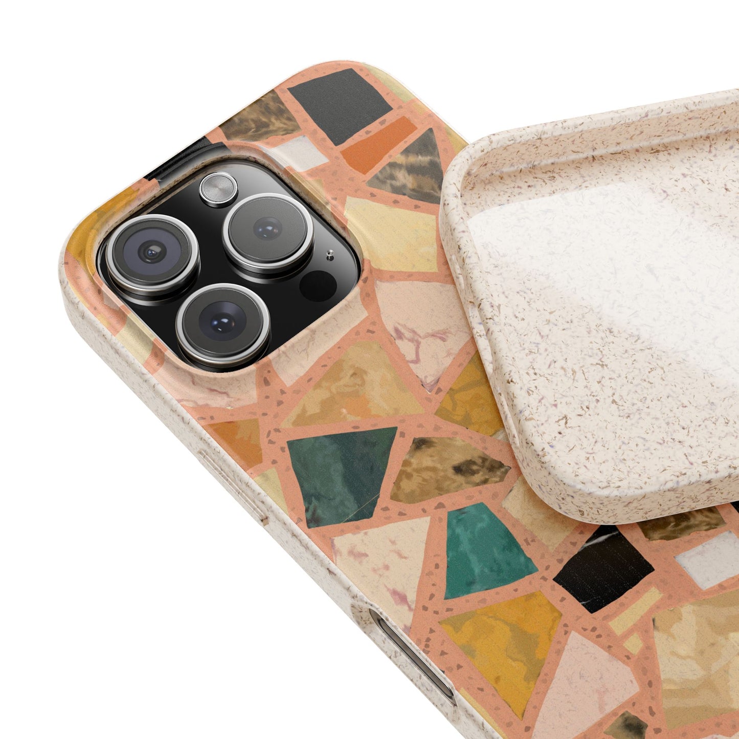 Dolce Terrazzo Phone Case - peach and multicolor - Eco-Friendly, Biodegradable