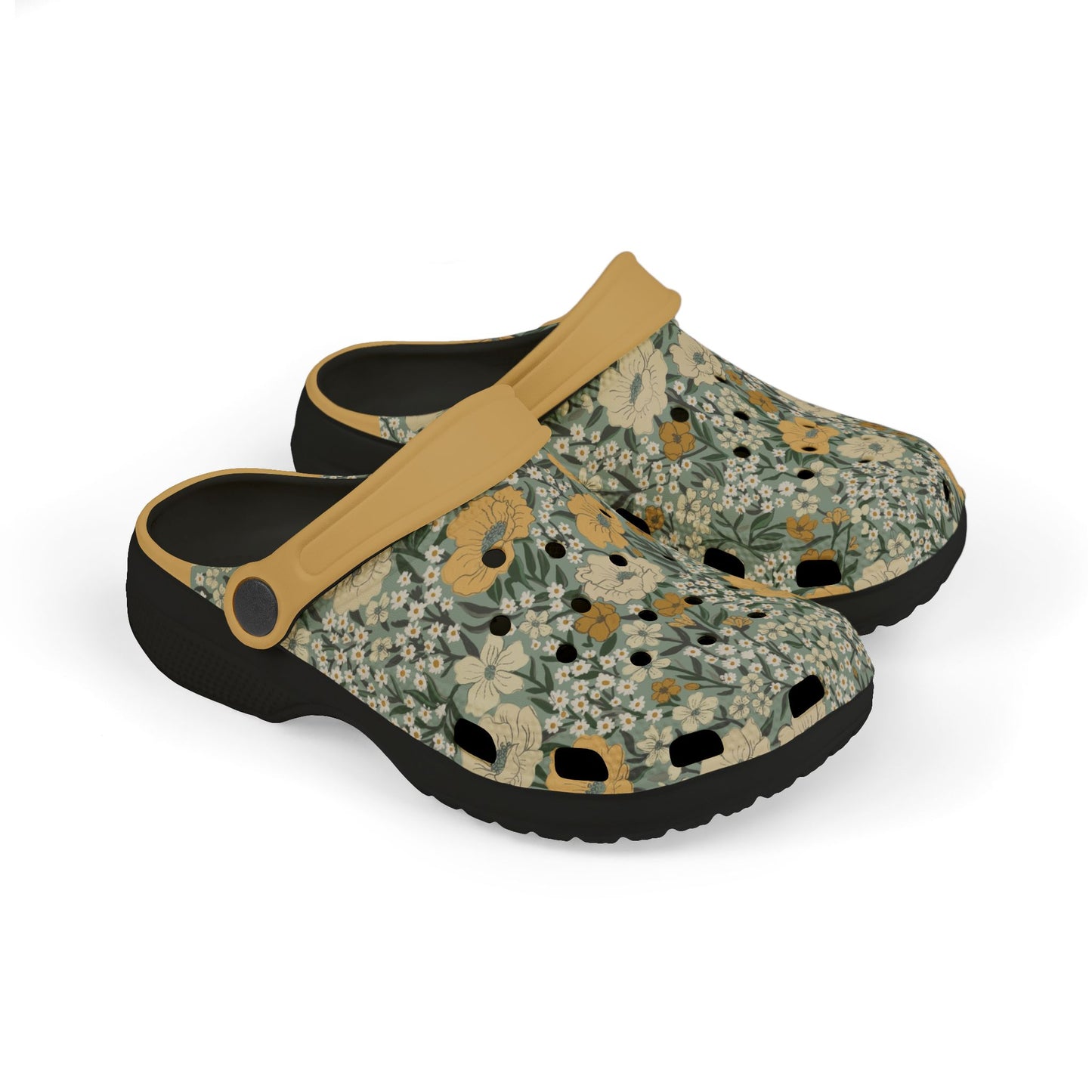Wildflower Meadow Kid's EVA Foam Clogs, dusty teal
