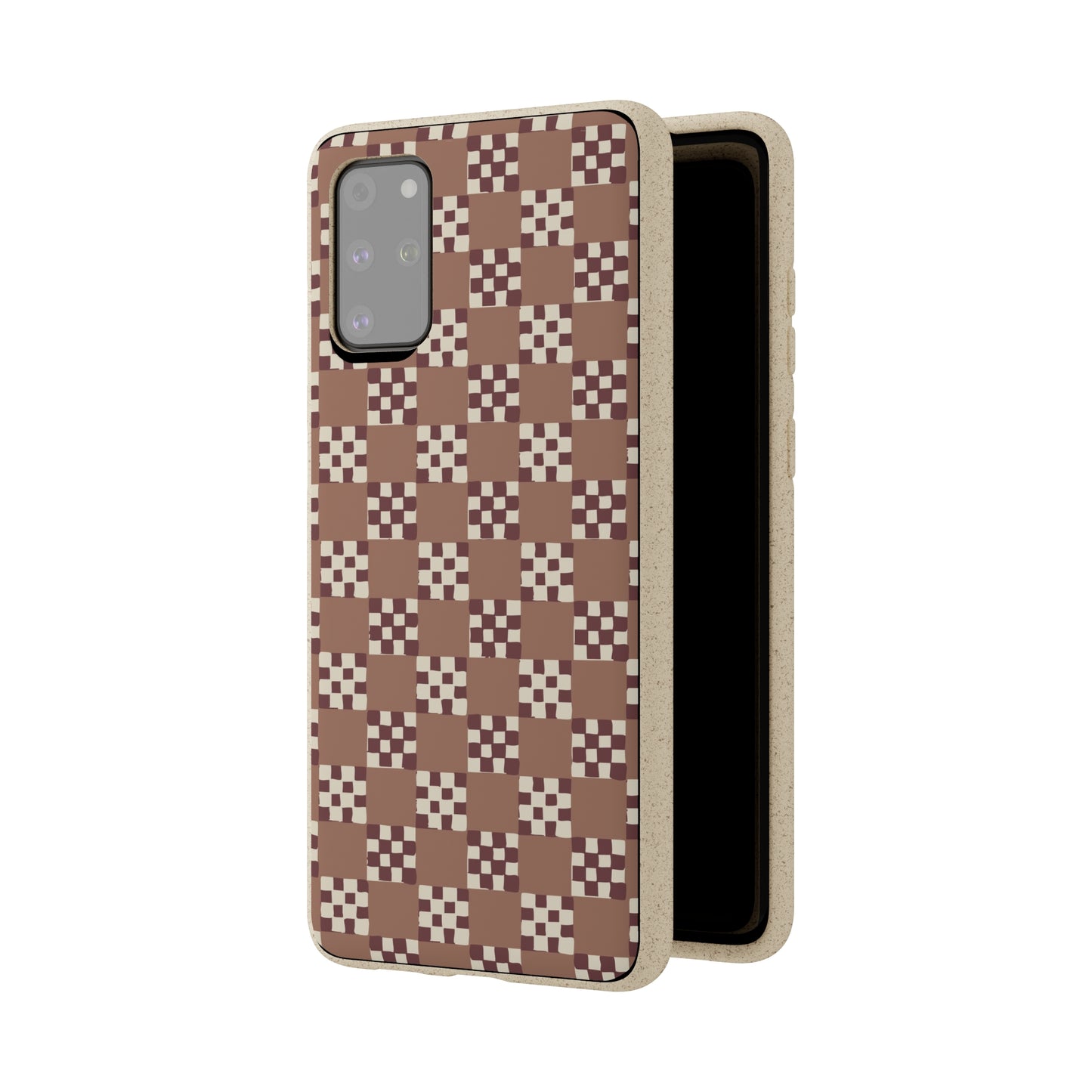 Checkered Quilt Biodegradable Phone Case, mocha mousse