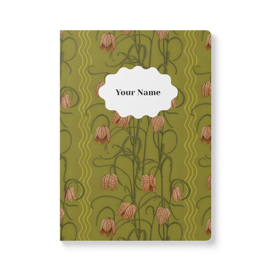 Campanas Softcover Personalized Journal, chartreuse & orange (add your name)