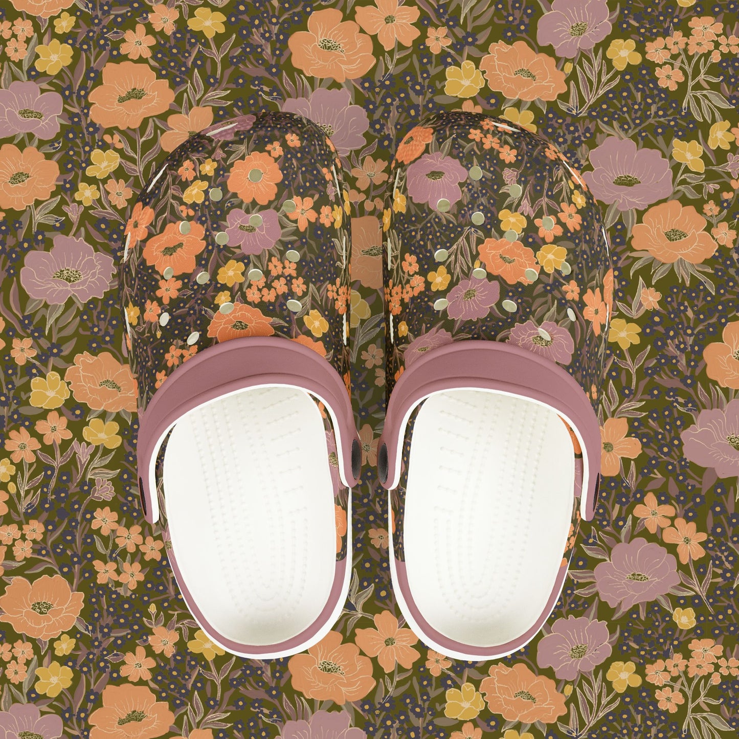 Wildflower Meadow Kid's EVA Foam Clogs, olive green