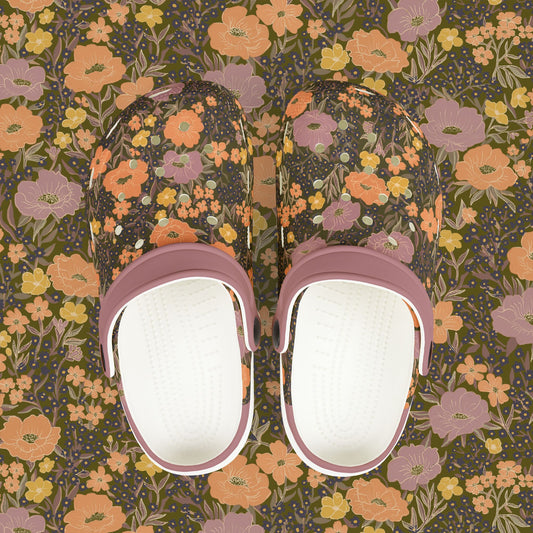 Wildflower Meadow Kid's EVA Foam Clogs, olive green