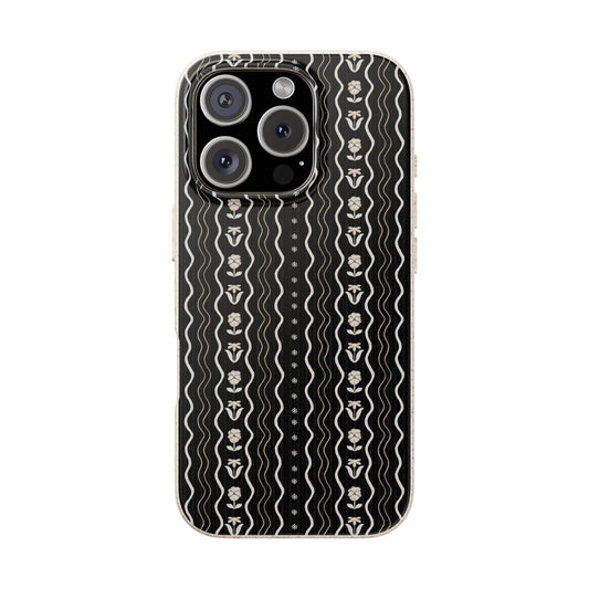 Posy Lane Phone Case - black and white - Eco-Friendly, Biodegradable