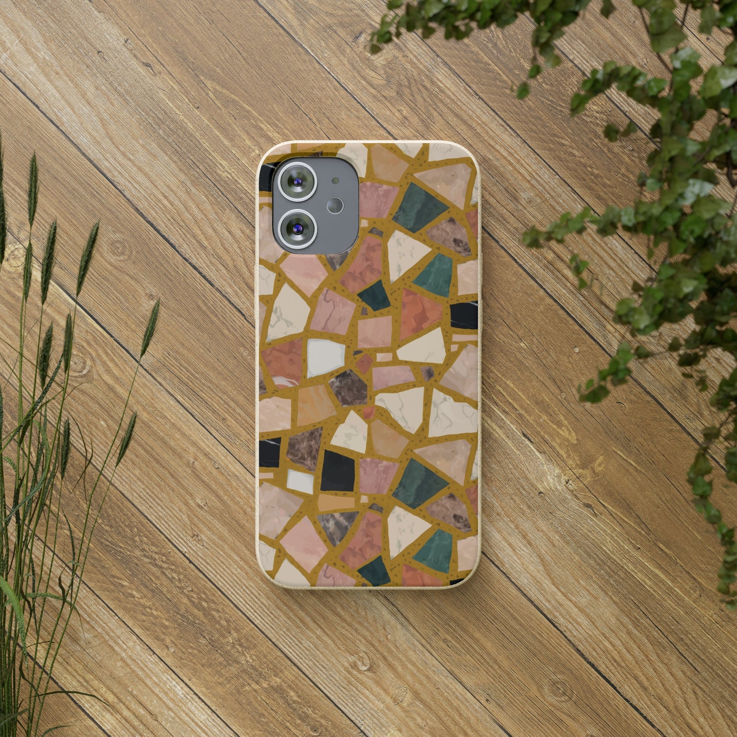 Dolce Terrazzo Biodegradable Phone Case, mustard yellow