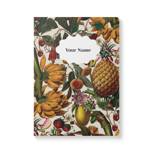 Juicy Fruit Softcover Personalized Journal, white and multicolor (add your name)