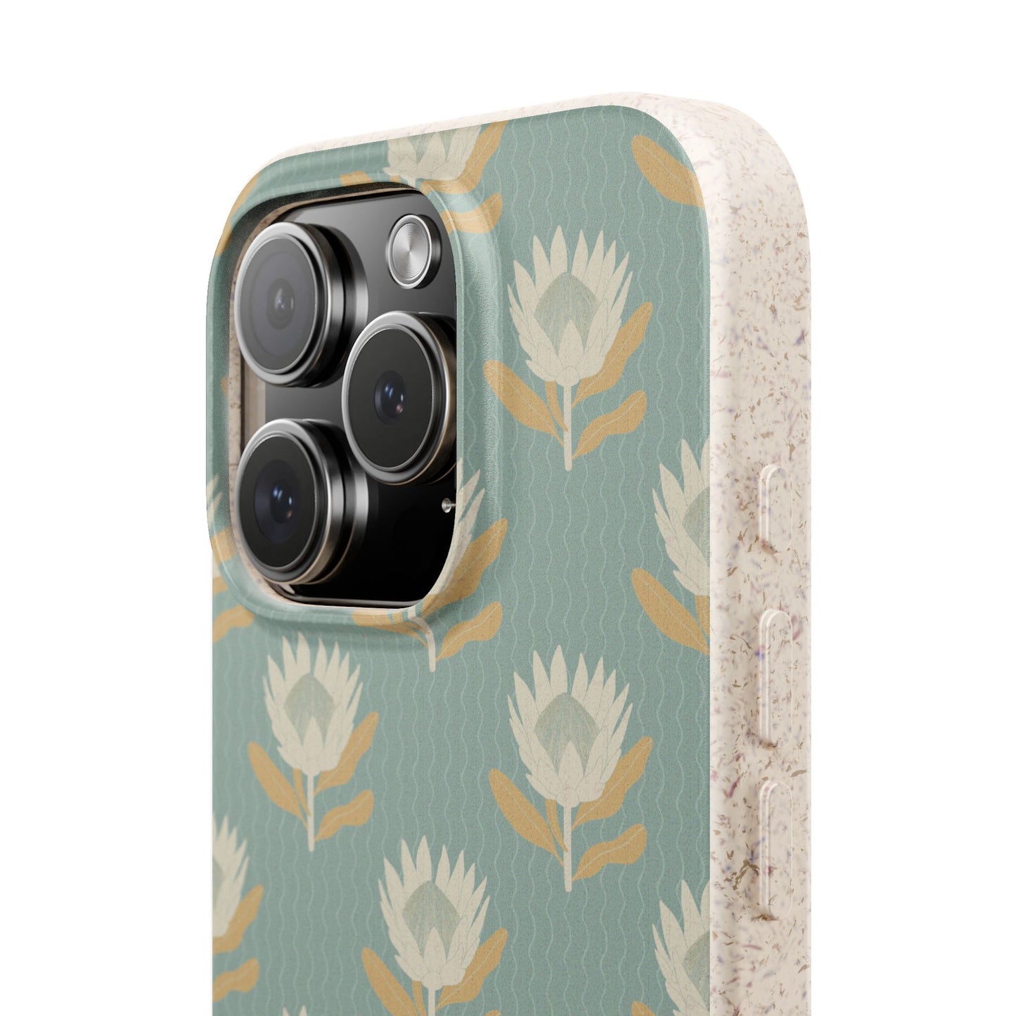 King Protea Phone Case - light blue and apricot - Eco-Friendly, Biodegradable