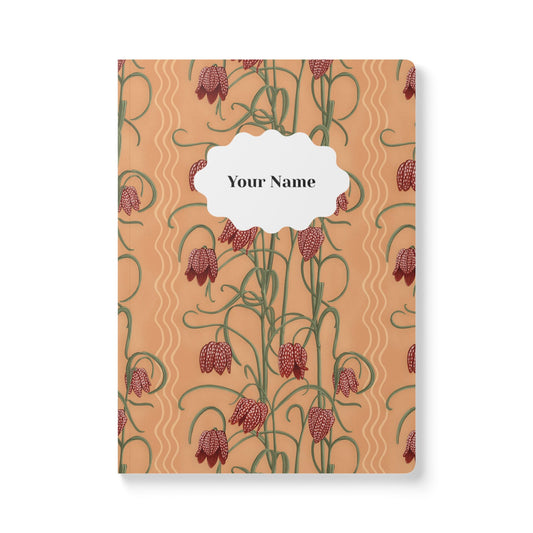 Campanas Softcover Personalized Journal, peach & rust (add your name)