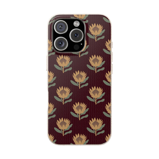 King Protea Phone Case - park plum and butter yellow - Eco-Friendly, Biodegradable