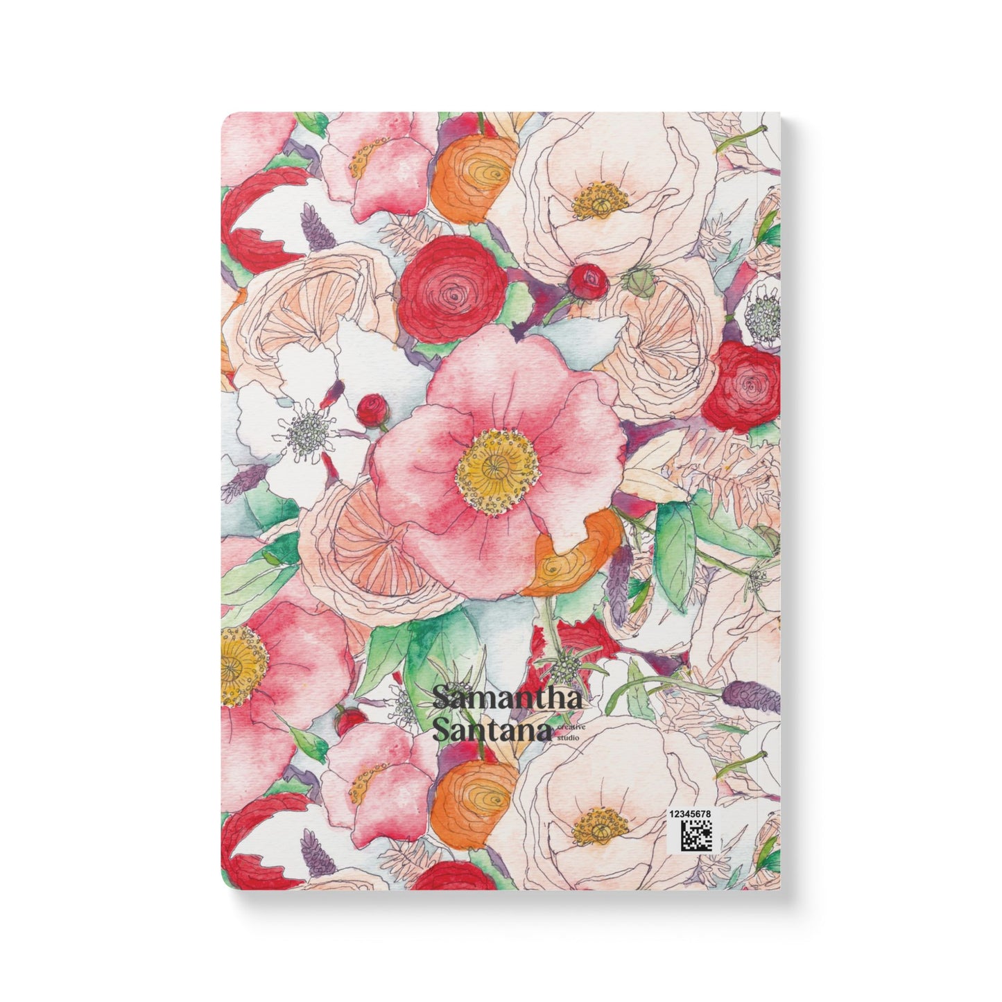 Floral Reverie Softcover Personalized Journal, red (add your name)