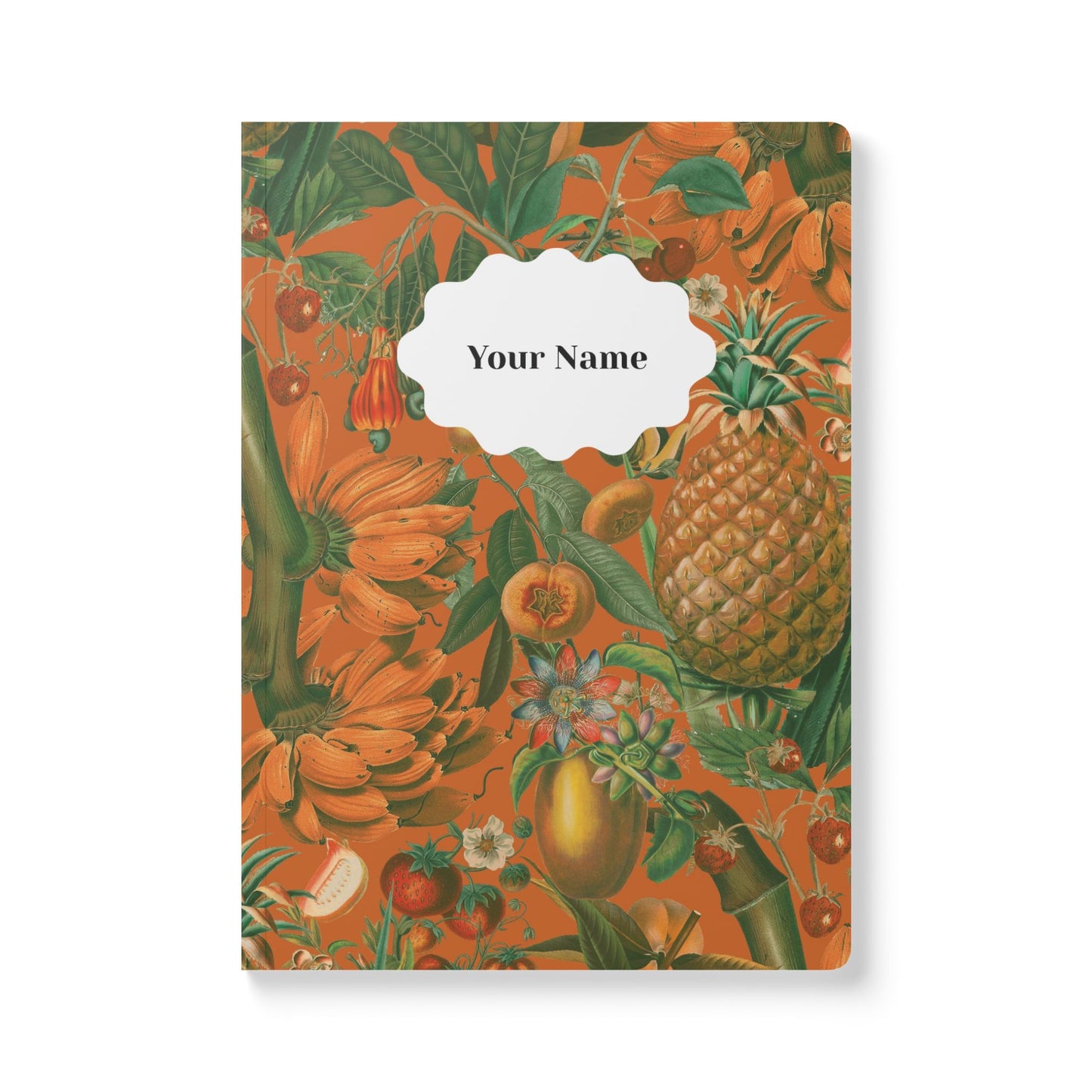 Juicy Fruit Softcover Personalized Journal, orange and green (add your name)