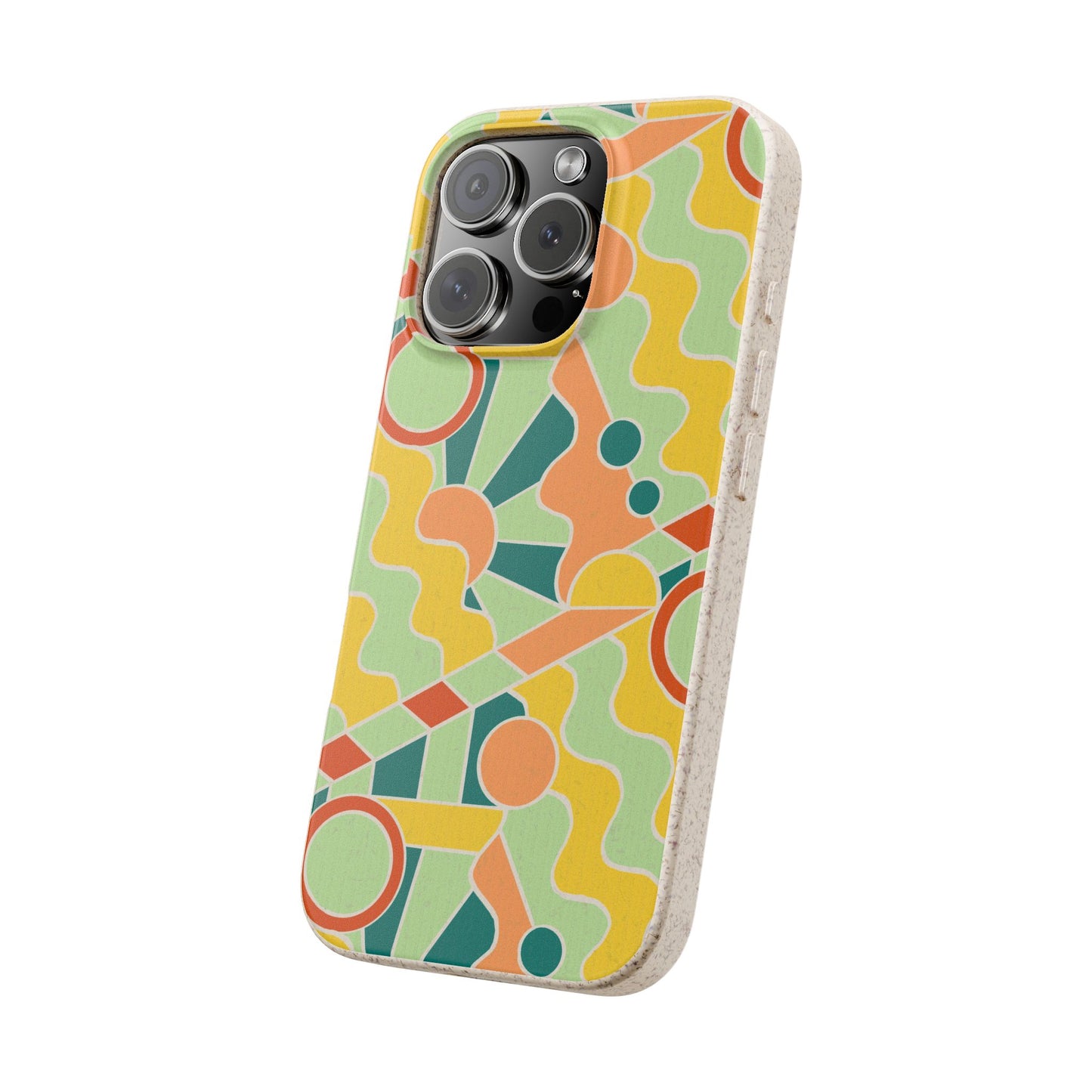 Day Trippin' Phone Case - mint, blue, yellow and peach - Eco-Friendly, Biodegradable