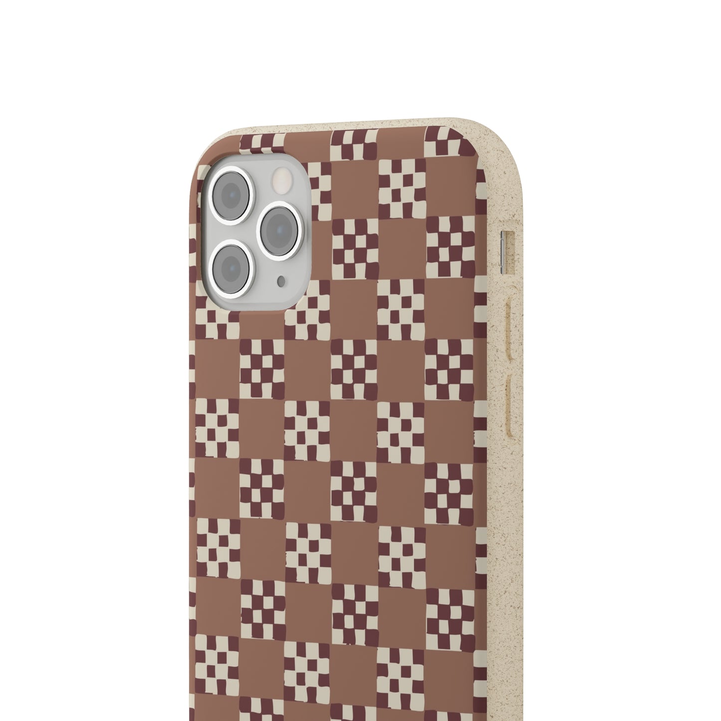 Checkered Quilt Biodegradable Phone Case, mocha mousse