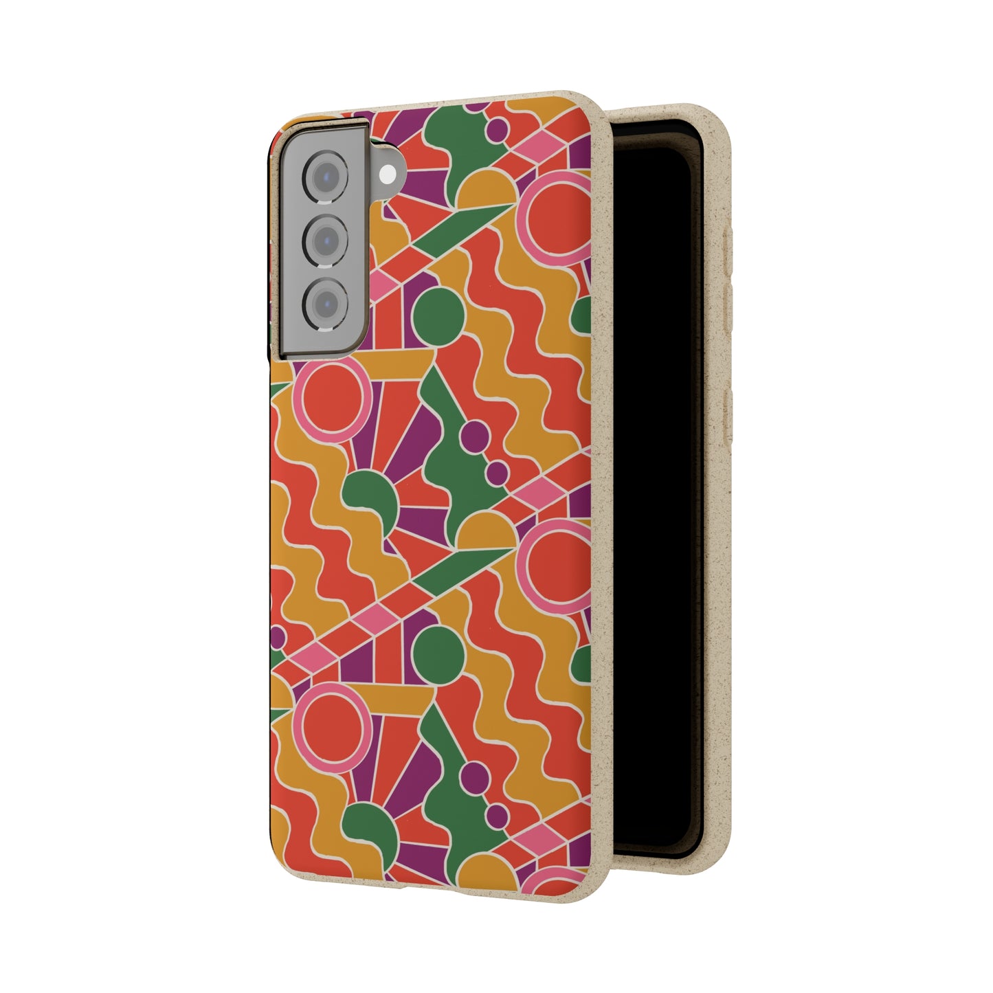 Day Trippin' Biodegradable Phone Case, purple, red, yellow and green