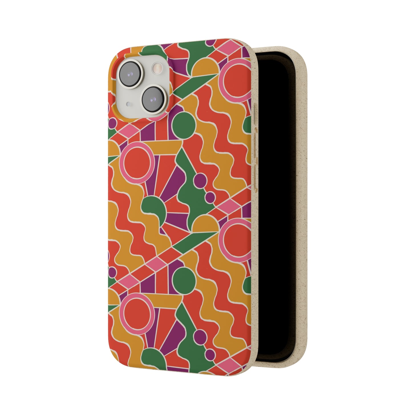 Day Trippin' Biodegradable Phone Case, purple, red, yellow and green