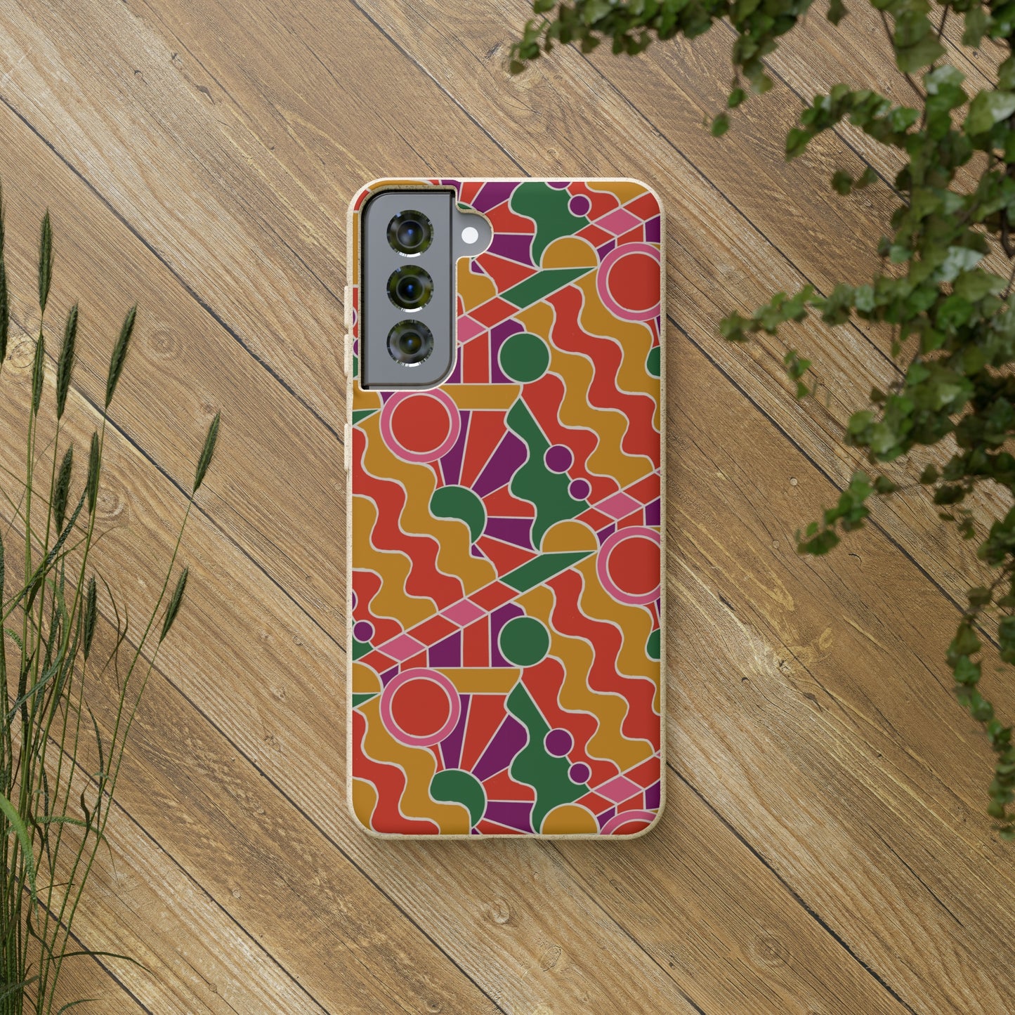 Day Trippin' Biodegradable Phone Case, purple, red, yellow and green