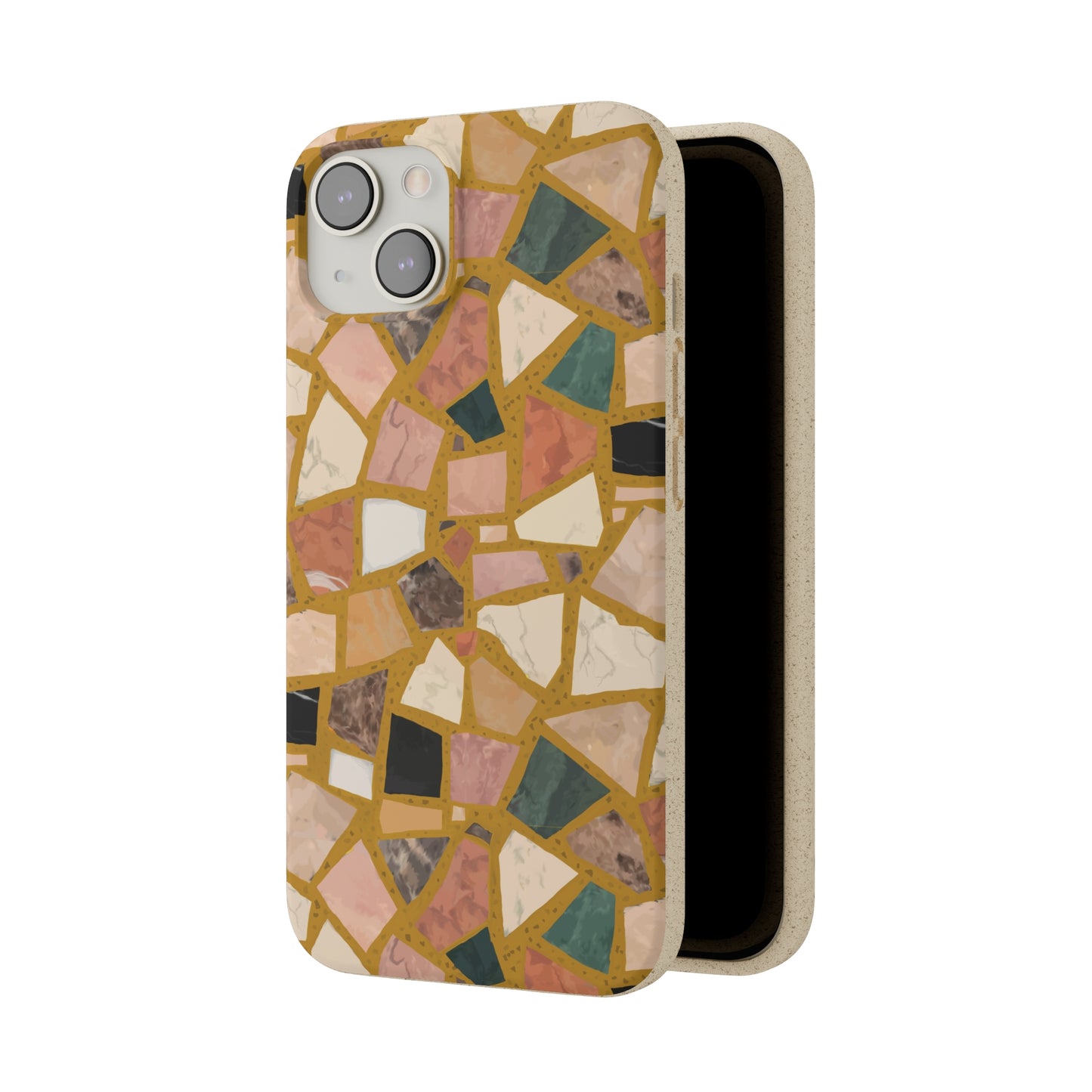 Dolce Terrazzo Biodegradable Phone Case, mustard yellow