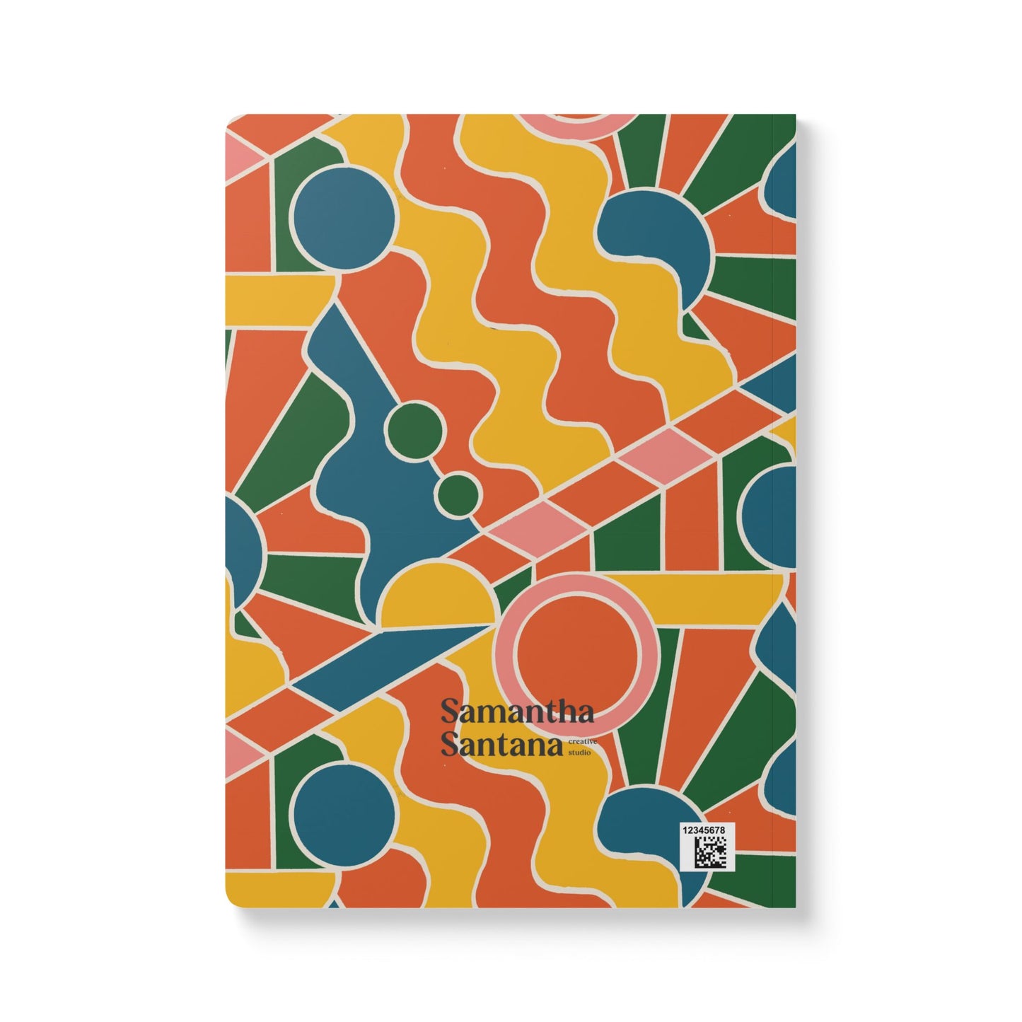 Day Trippin' Softcover Personalized Journal, yellow, orange, pink, blue and green (add your name)