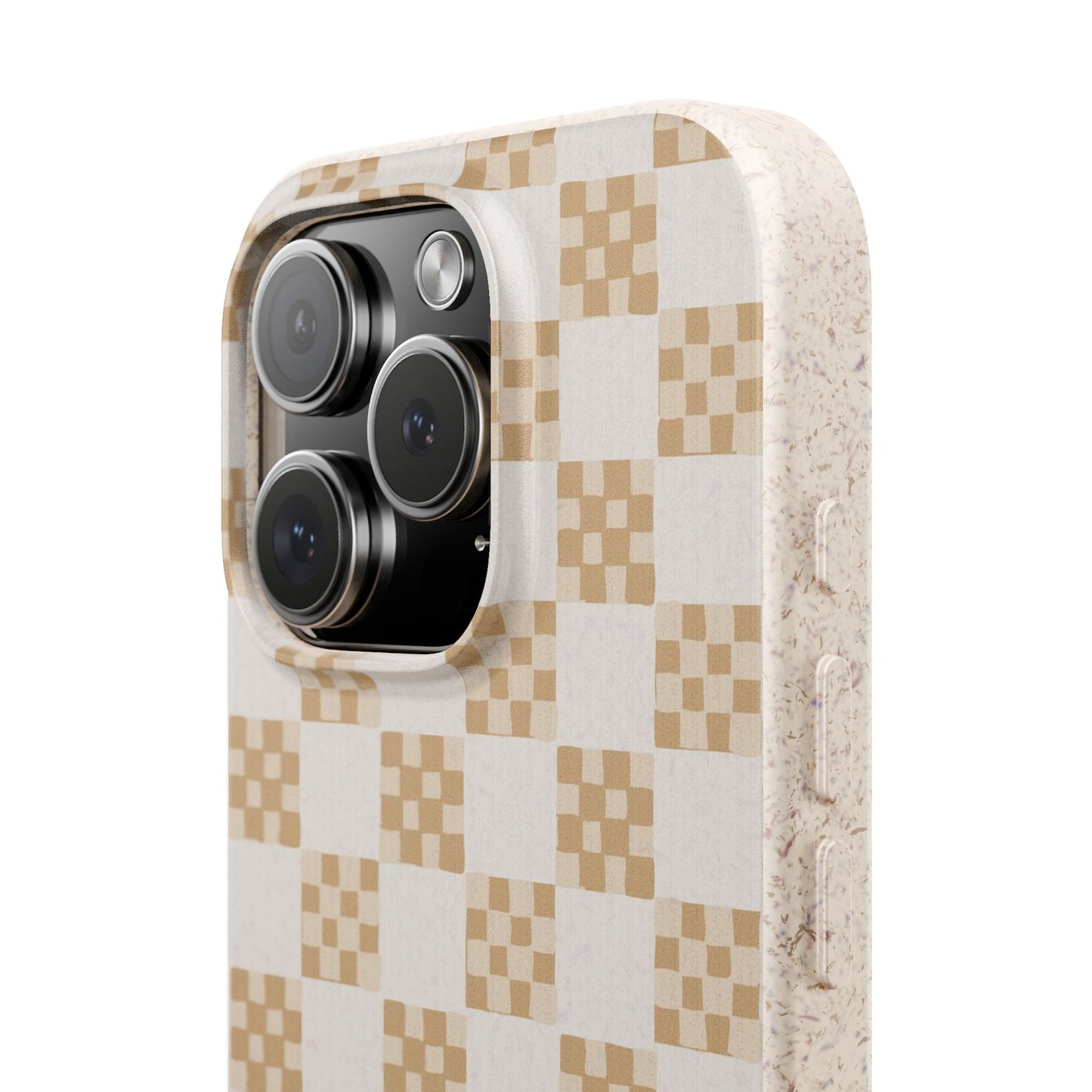 Checkered Quilt Phone Case - white and tan - Eco-Friendly, Biodegradable