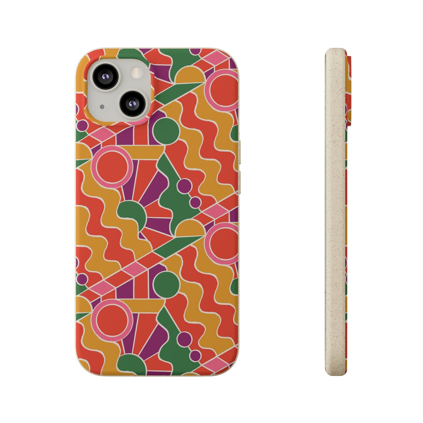 Day Trippin' Biodegradable Phone Case, purple, red, yellow and green