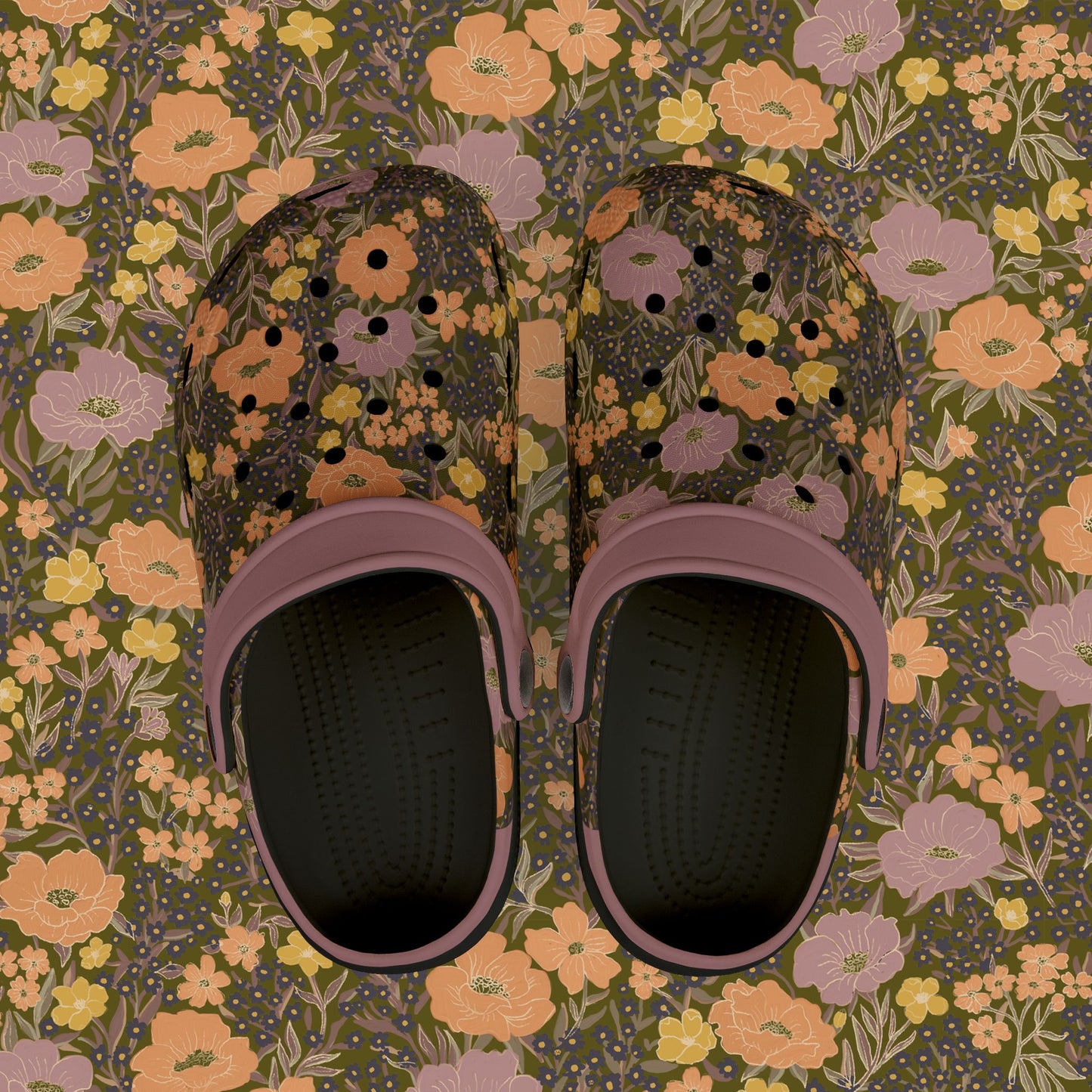 Wildflower Meadow Kid's EVA Foam Clogs, olive green