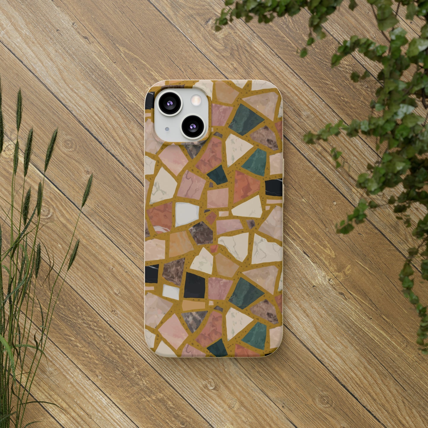 Dolce Terrazzo Biodegradable Phone Case, mustard yellow