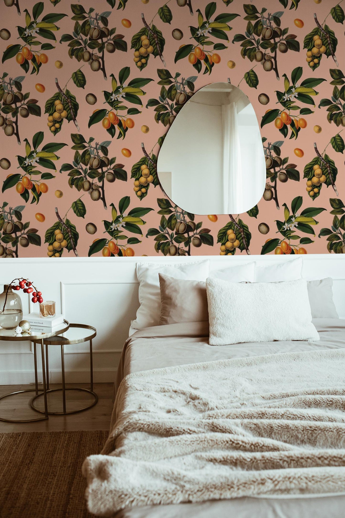 Vintage Orchard Wallpaper, peach