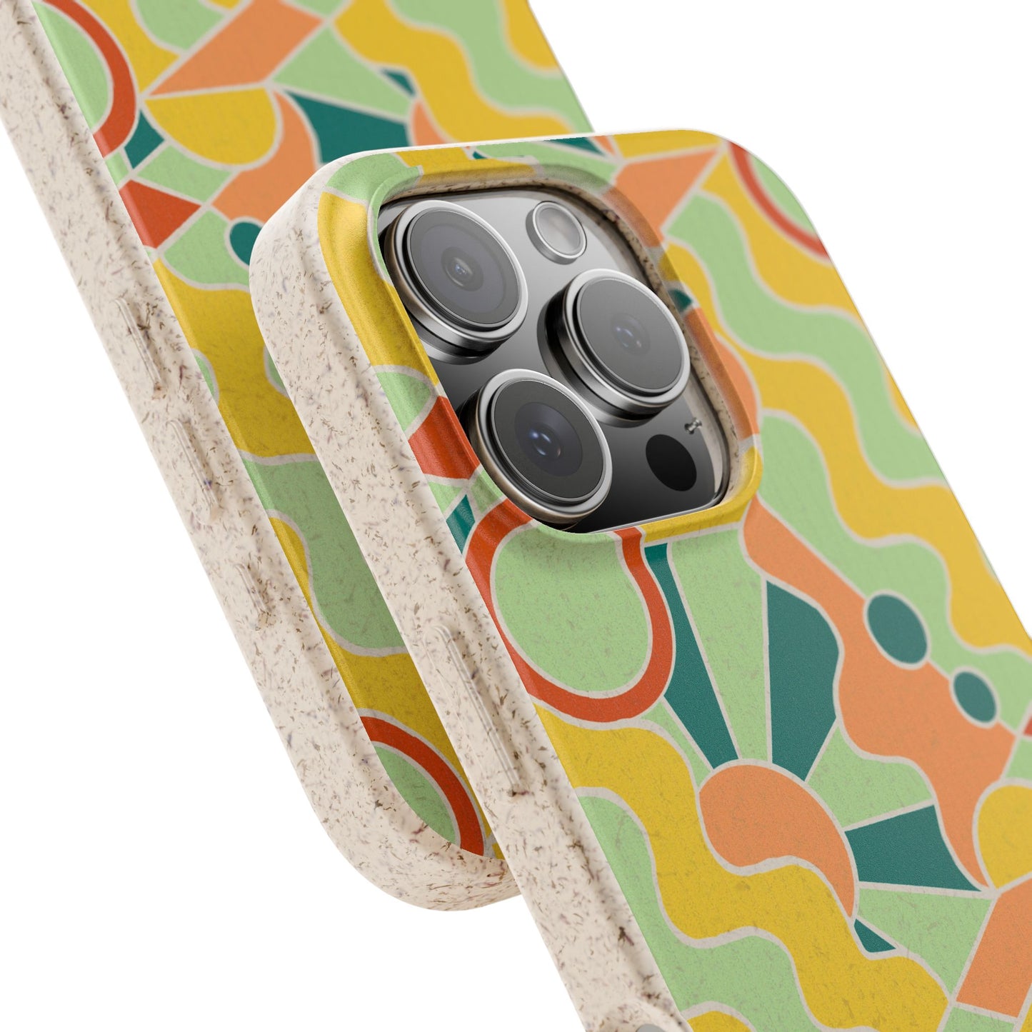 Day Trippin' Phone Case - mint, blue, yellow and peach - Eco-Friendly, Biodegradable